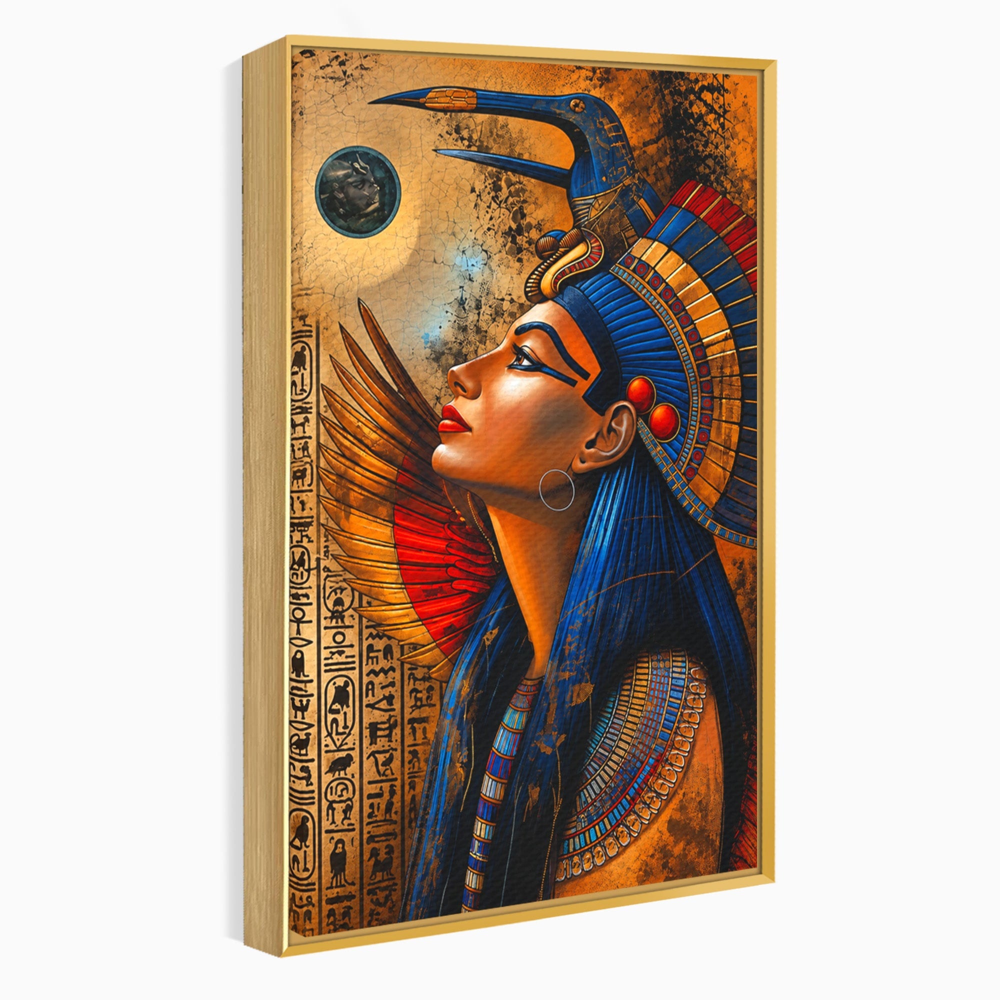Tablou Canvas Premium LuxCanva® T1036, Privirea Zeitei Egiptene, Egipt, Regina, Portret, Istorie, Dormitor, Culori Vibrante