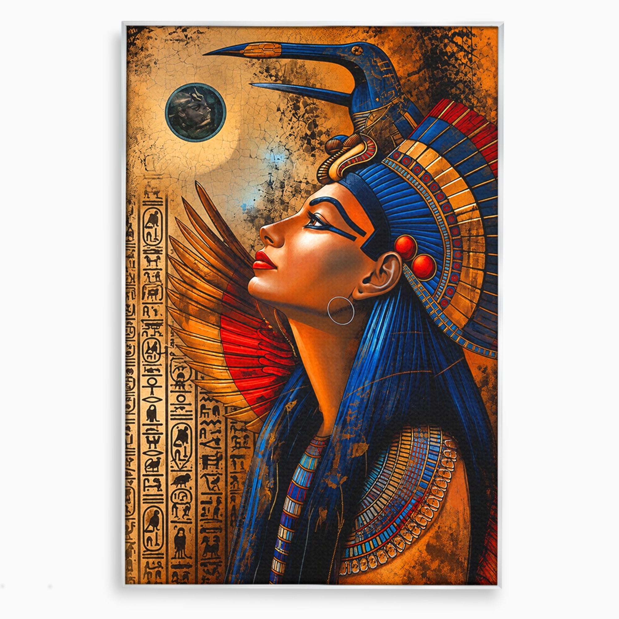 Tablou Canvas Premium LuxCanva® T1036, Privirea Zeitei Egiptene, Egipt, Regina, Portret, Istorie, Dormitor, Culori Vibrante