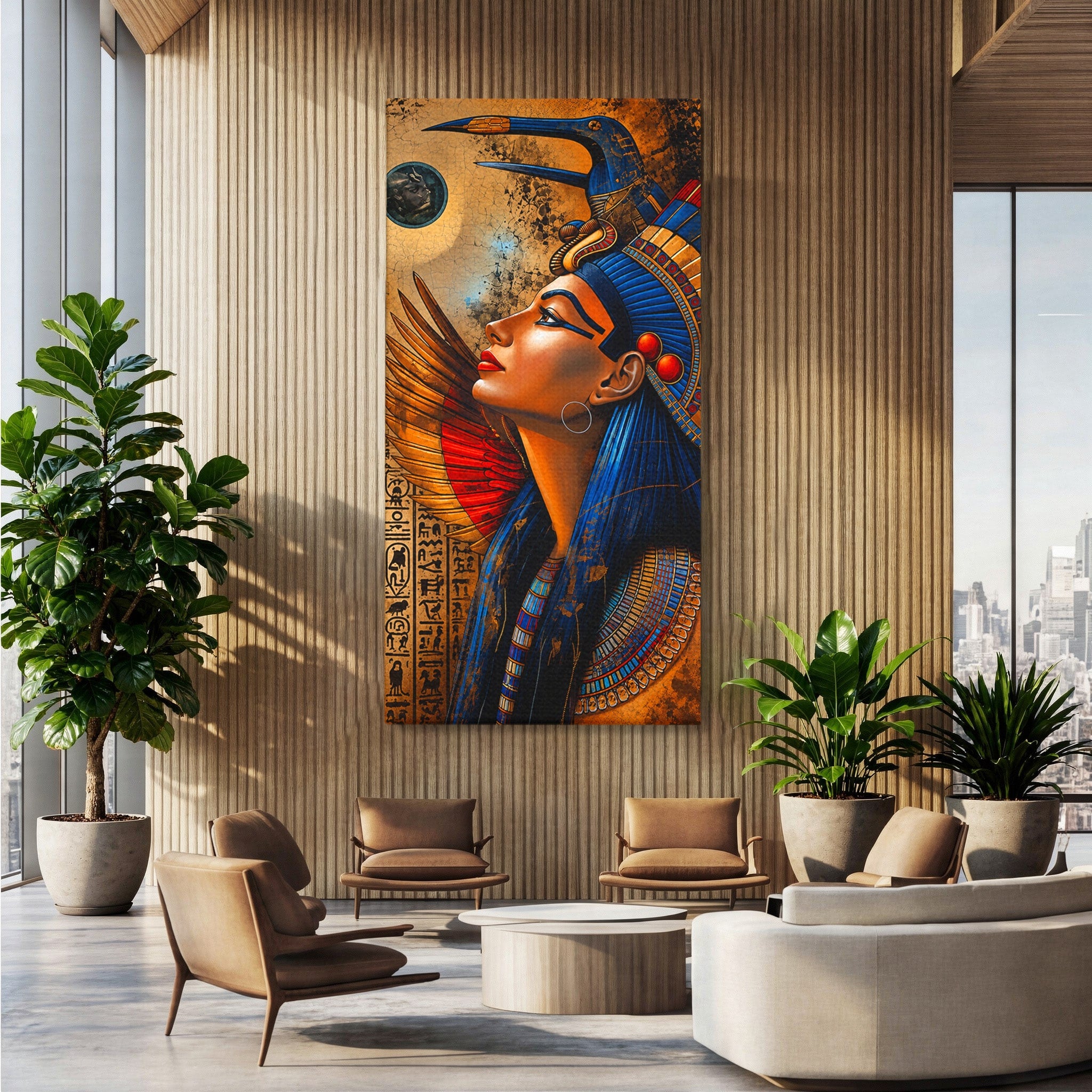 Tablou Canvas Premium LuxCanva® T1036, Privirea Zeitei Egiptene, Egipt, Regina, Portret, Istorie, Dormitor, Culori Vibrante