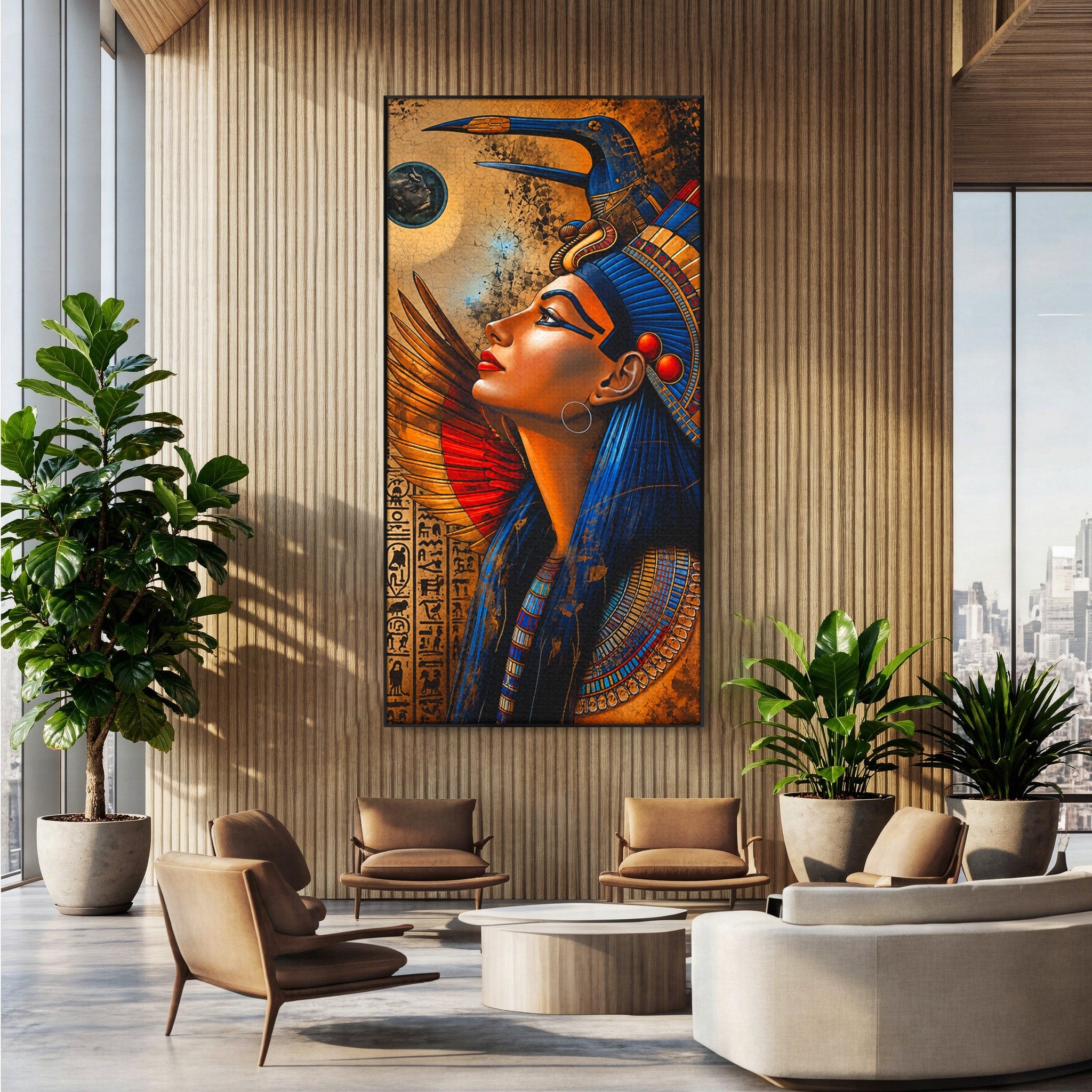 Tablou Canvas Premium LuxCanva® T1036, Privirea Zeitei Egiptene, Egipt, Regina, Portret, Istorie, Dormitor, Culori Vibrante