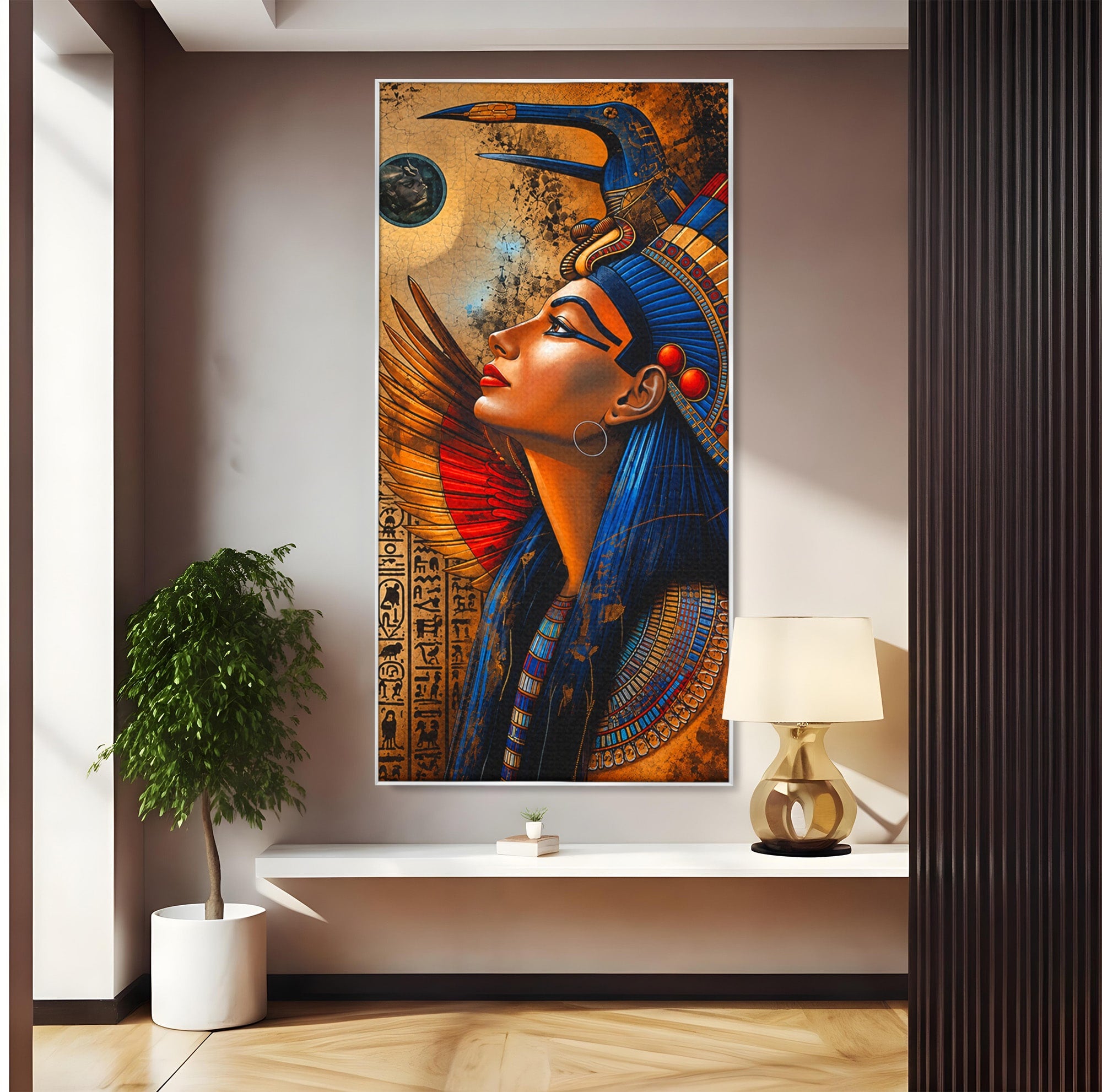 Tablou Canvas Premium LuxCanva® T1036, Privirea Zeitei Egiptene, Egipt, Regina, Portret, Istorie, Dormitor, Culori Vibrante