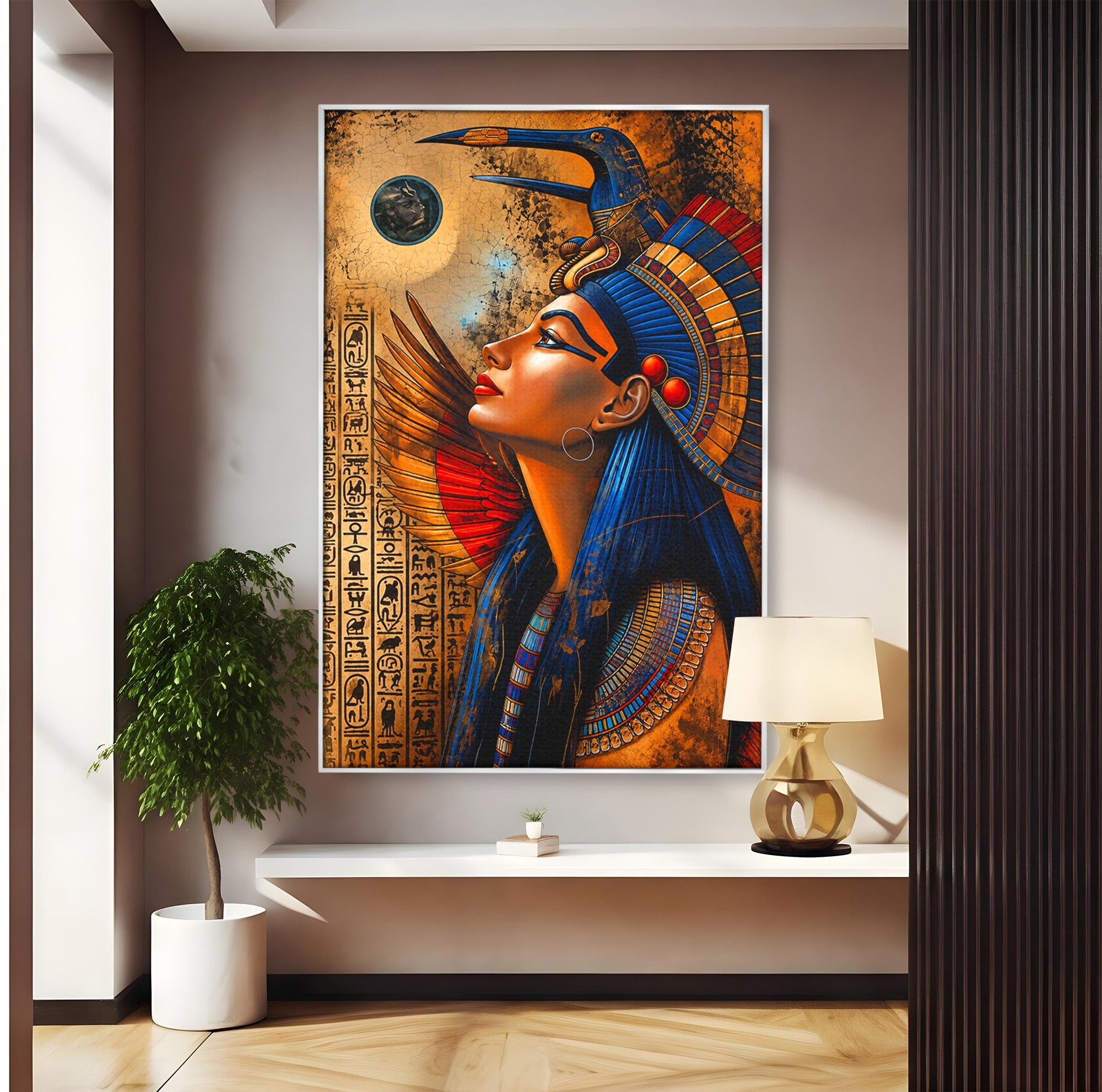 Tablou Canvas Premium LuxCanva® T1036, Privirea Zeitei Egiptene, Egipt, Regina, Portret, Istorie, Dormitor, Culori Vibrante