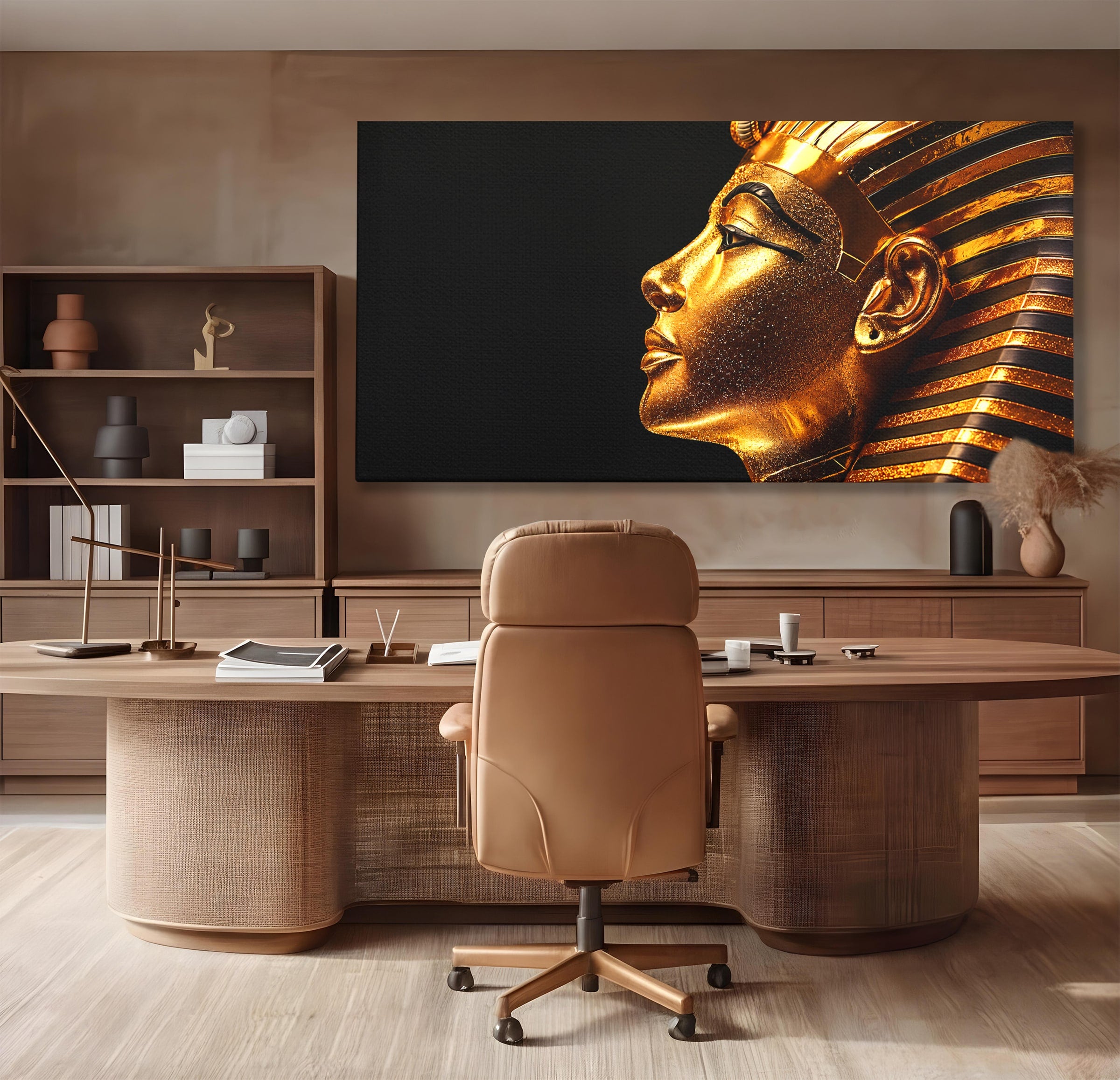 Tablou Canvas Premium LuxCanva® T1037, Faraonul Tutankhamon, Faraon, Egipt, Istorie, Portret, Dormitor, Birou, Culori Vibrante