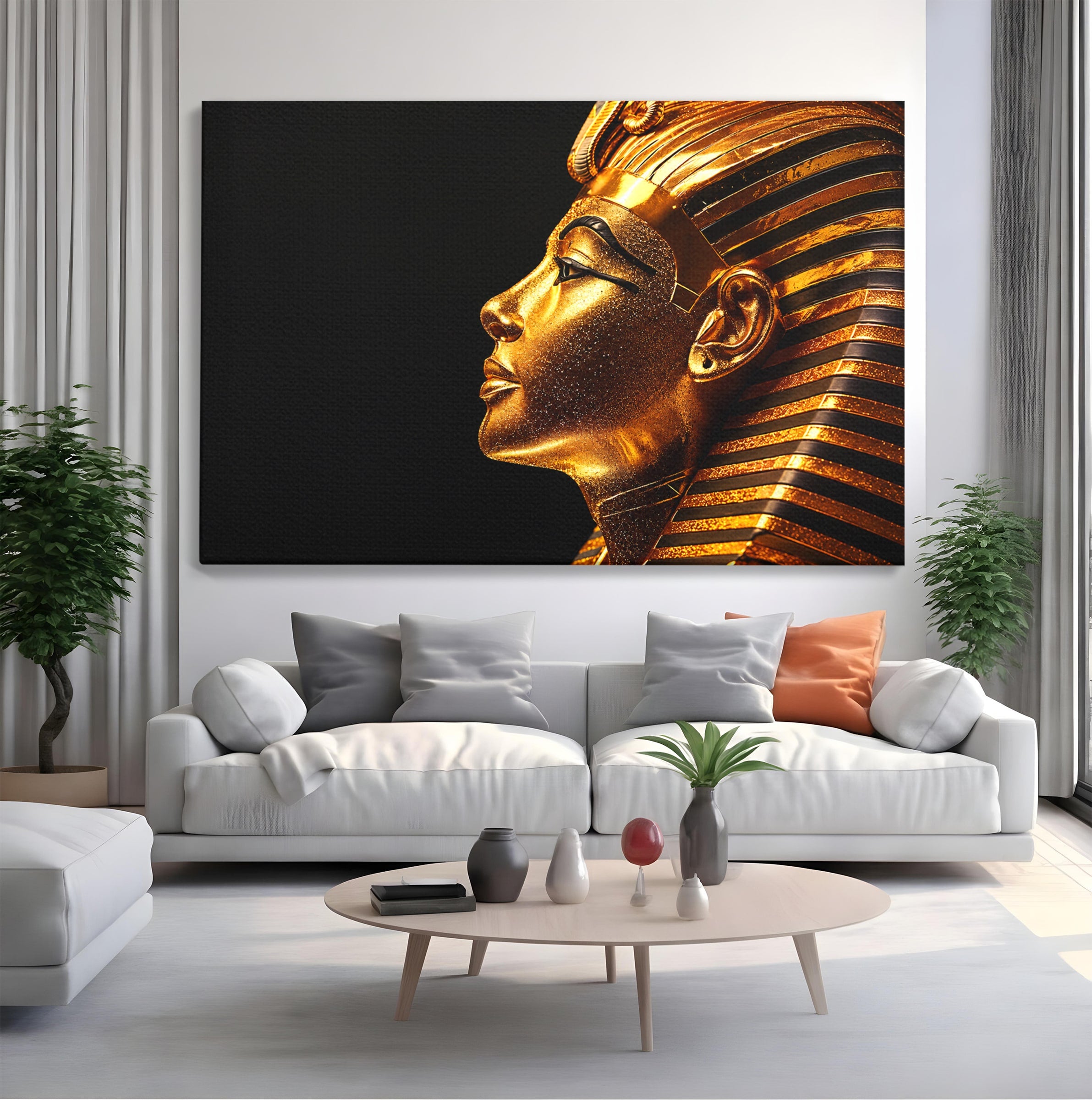 Tablou Canvas Premium LuxCanva® T1037, Faraonul Tutankhamon, Faraon, Egipt, Istorie, Portret, Dormitor, Birou, Culori Vibrante