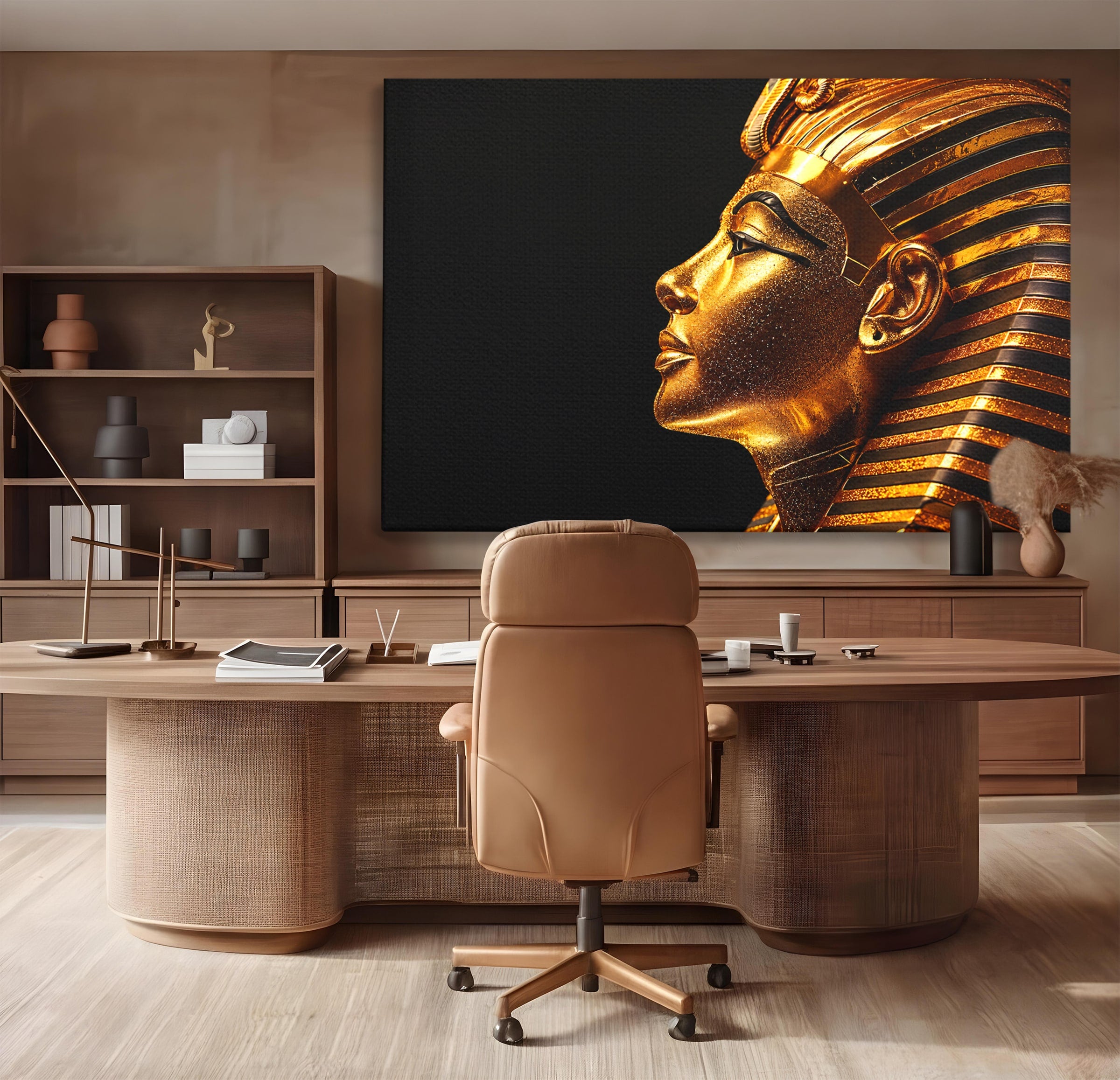 Tablou Canvas Premium LuxCanva® T1037, Faraonul Tutankhamon, Faraon, Egipt, Istorie, Portret, Dormitor, Birou, Culori Vibrante