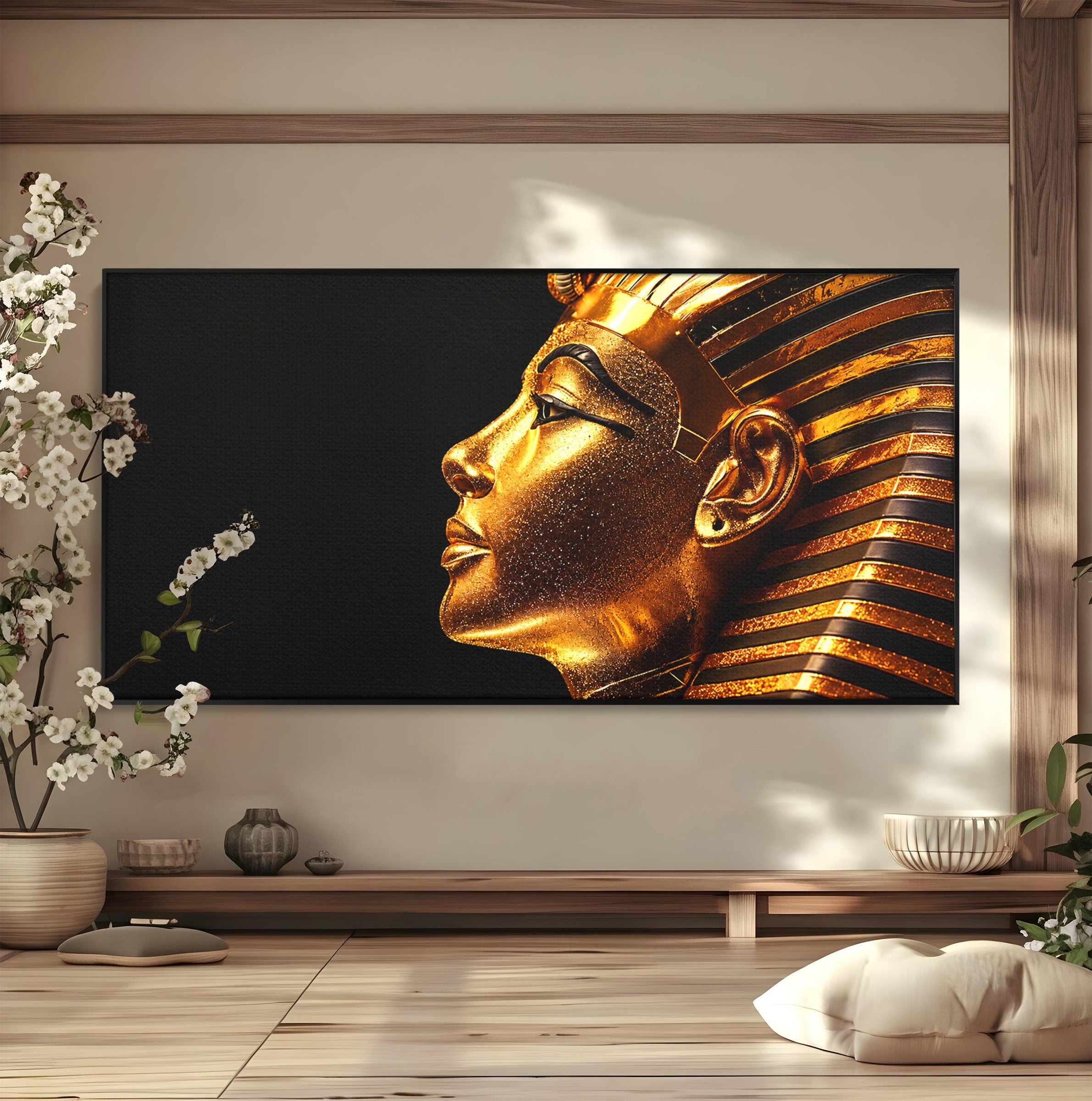 Tablou Canvas Premium LuxCanva® T1037, Faraonul Tutankhamon, Faraon, Egipt, Istorie, Portret, Dormitor, Birou, Culori Vibrante