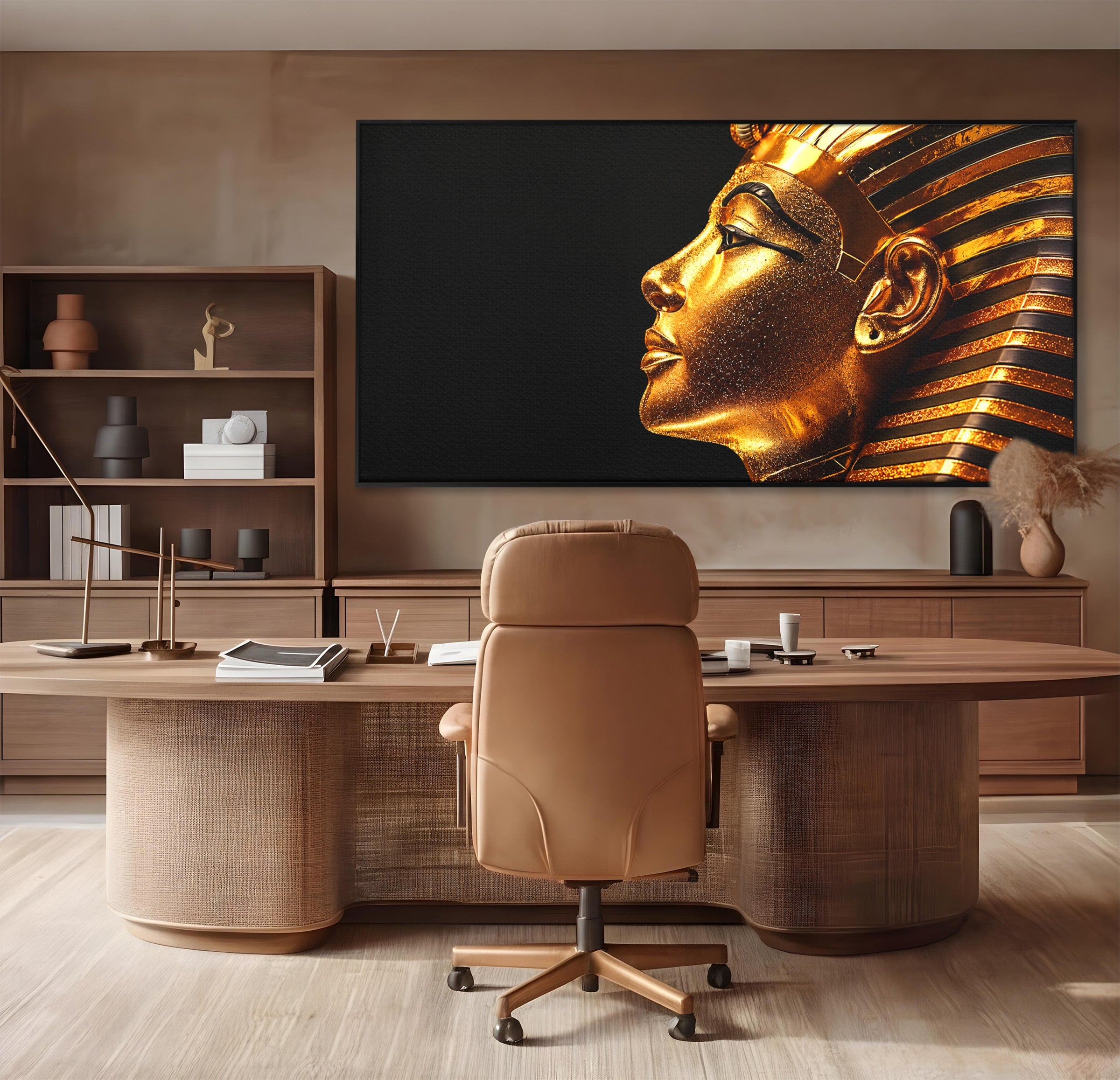 Tablou Canvas Premium LuxCanva® T1037, Faraonul Tutankhamon, Faraon, Egipt, Istorie, Portret, Dormitor, Birou, Culori Vibrante