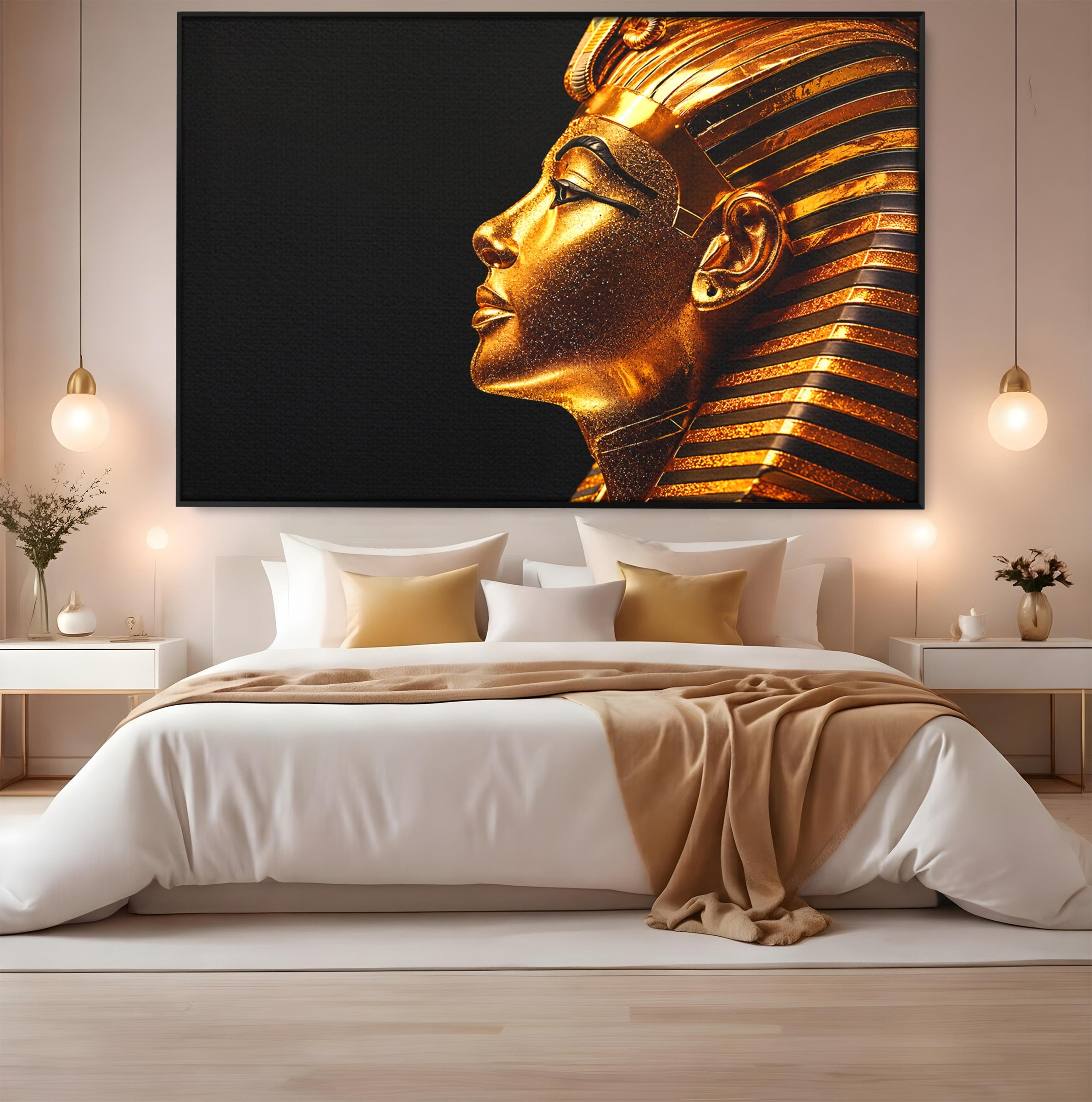 Tablou Canvas Premium LuxCanva® T1037, Faraonul Tutankhamon, Faraon, Egipt, Istorie, Portret, Dormitor, Birou, Culori Vibrante