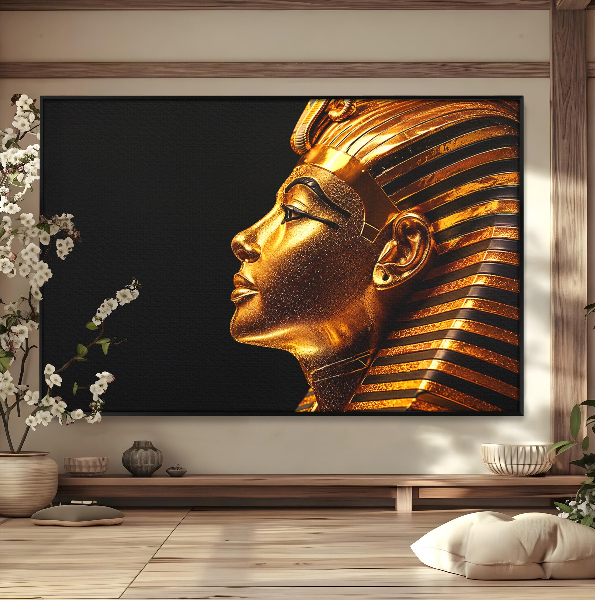 Tablou Canvas Premium LuxCanva® T1037, Faraonul Tutankhamon, Faraon, Egipt, Istorie, Portret, Dormitor, Birou, Culori Vibrante