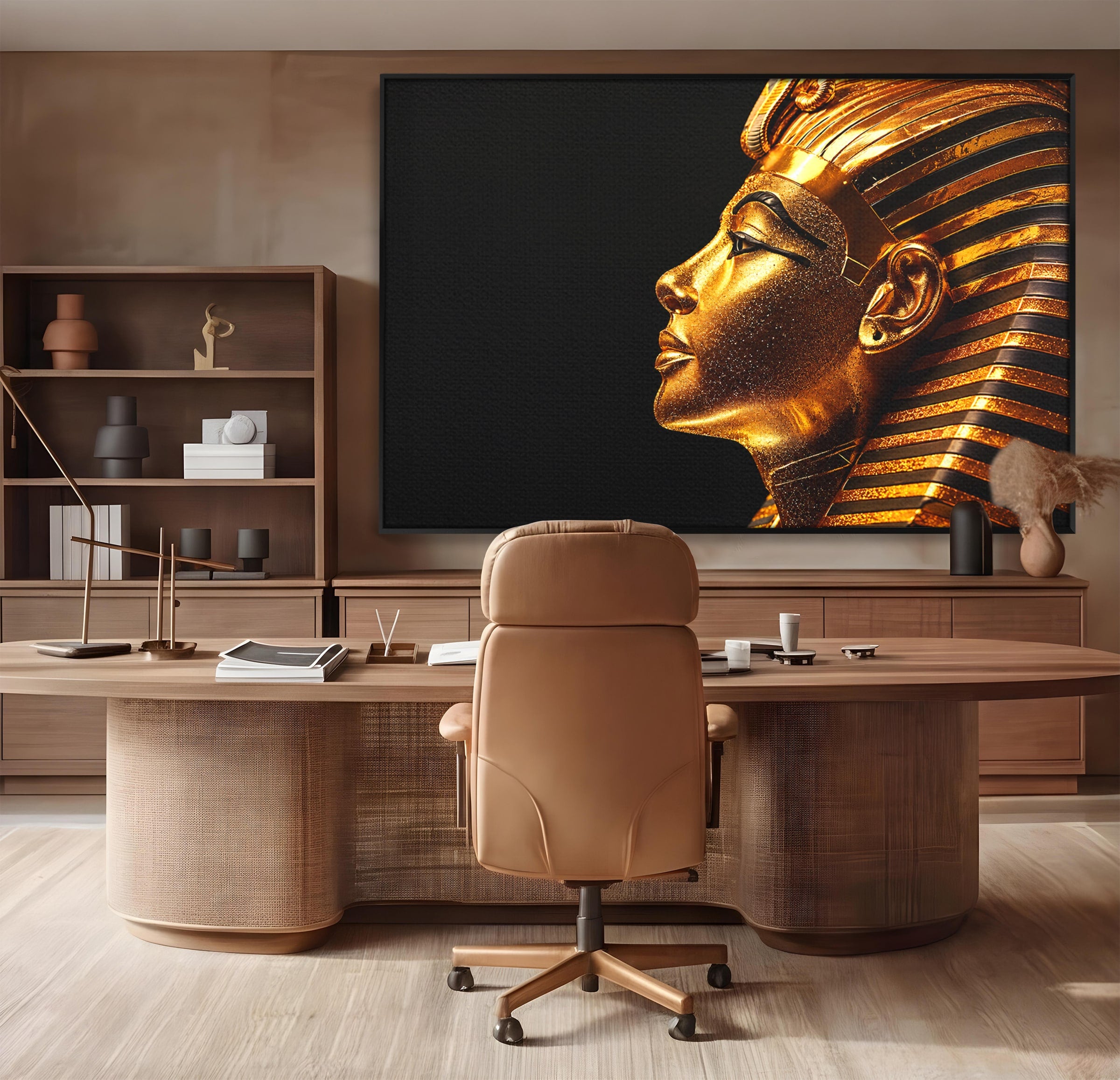 Tablou Canvas Premium LuxCanva® T1037, Faraonul Tutankhamon, Faraon, Egipt, Istorie, Portret, Dormitor, Birou, Culori Vibrante