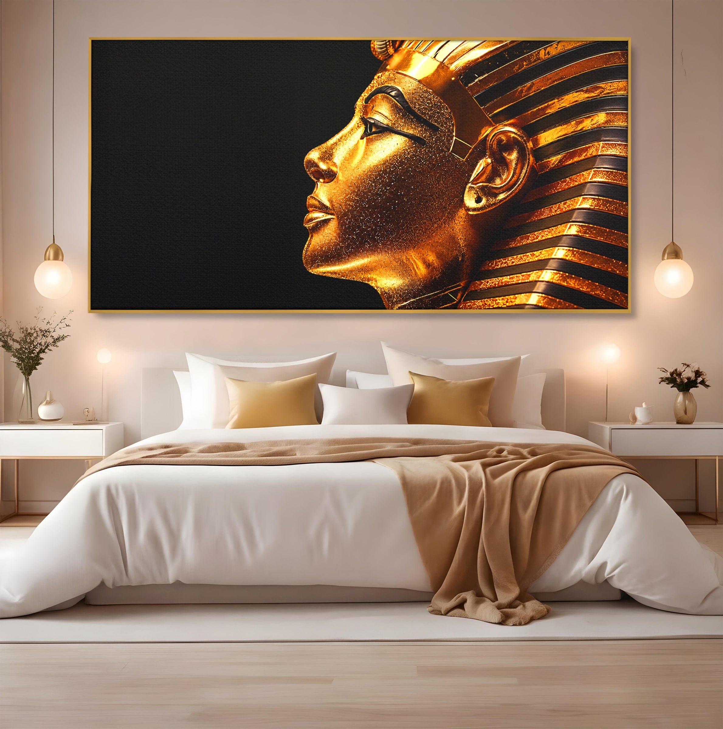 Tablou Canvas Premium LuxCanva® T1037, Faraonul Tutankhamon, Faraon, Egipt, Istorie, Portret, Dormitor, Birou, Culori Vibrante