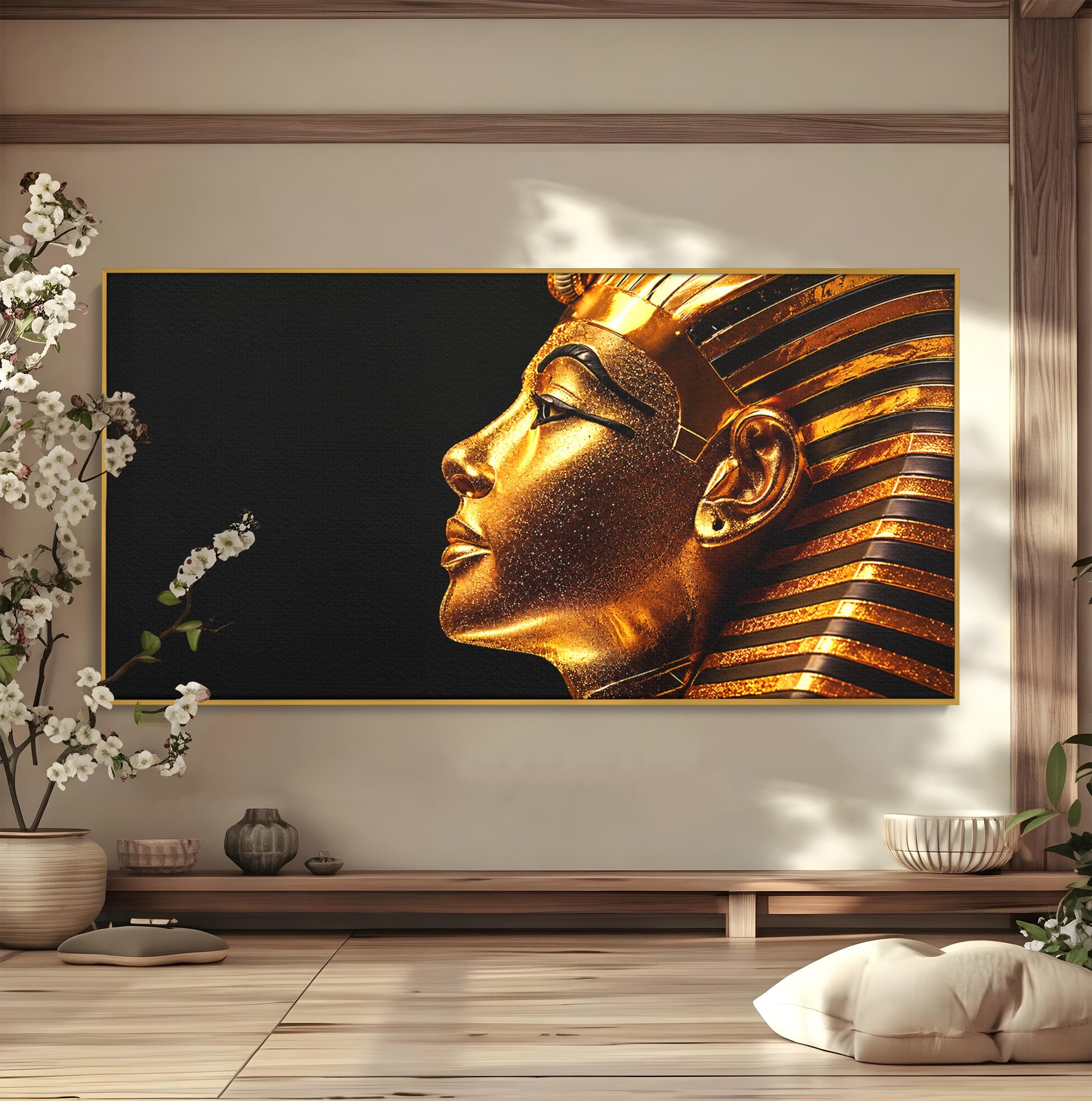 Tablou Canvas Premium LuxCanva® T1037, Faraonul Tutankhamon, Faraon, Egipt, Istorie, Portret, Dormitor, Birou, Culori Vibrante