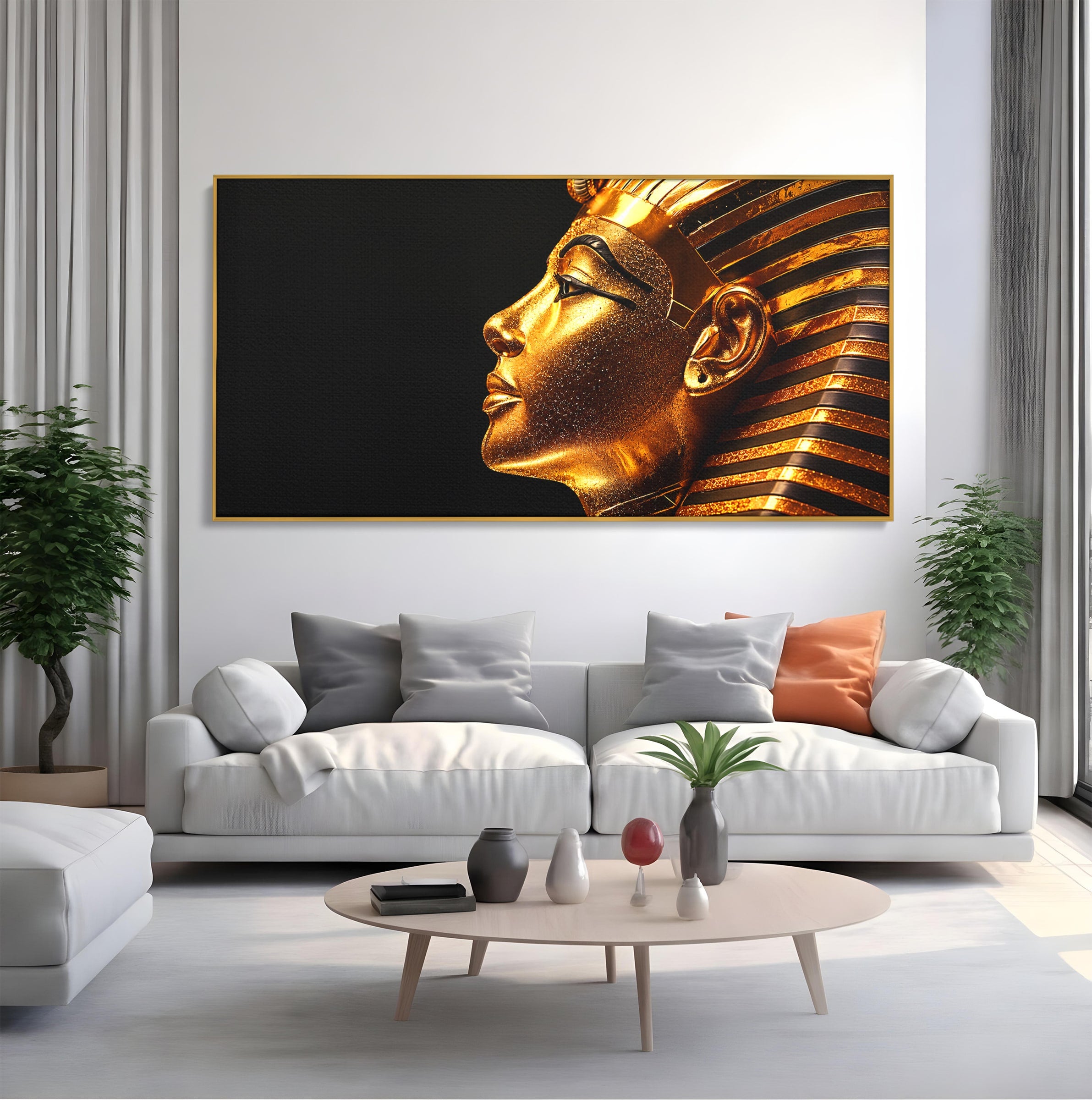 Tablou Canvas Premium LuxCanva® T1037, Faraonul Tutankhamon, Faraon, Egipt, Istorie, Portret, Dormitor, Birou, Culori Vibrante