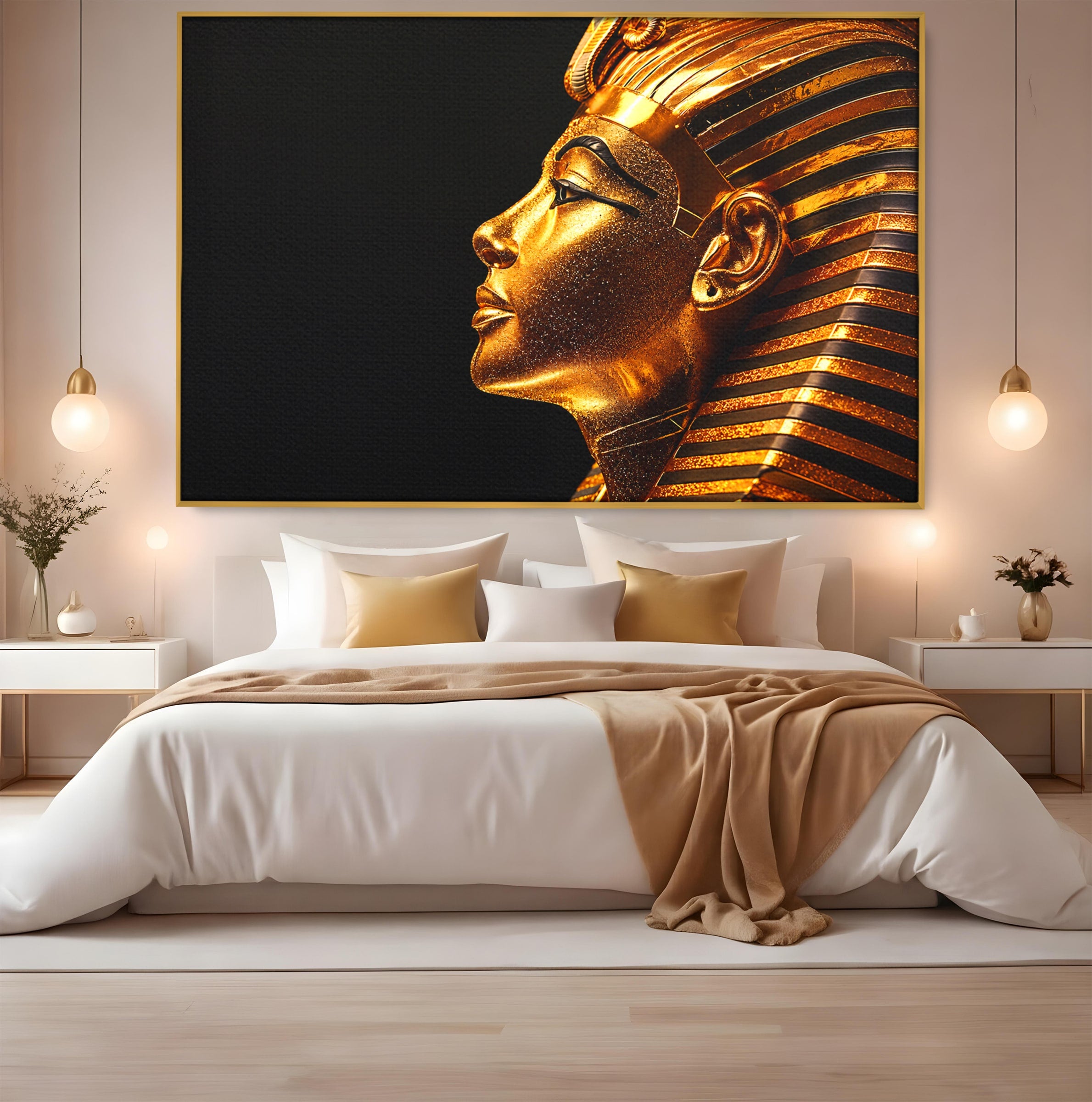 Tablou Canvas Premium LuxCanva® T1037, Faraonul Tutankhamon, Faraon, Egipt, Istorie, Portret, Dormitor, Birou, Culori Vibrante
