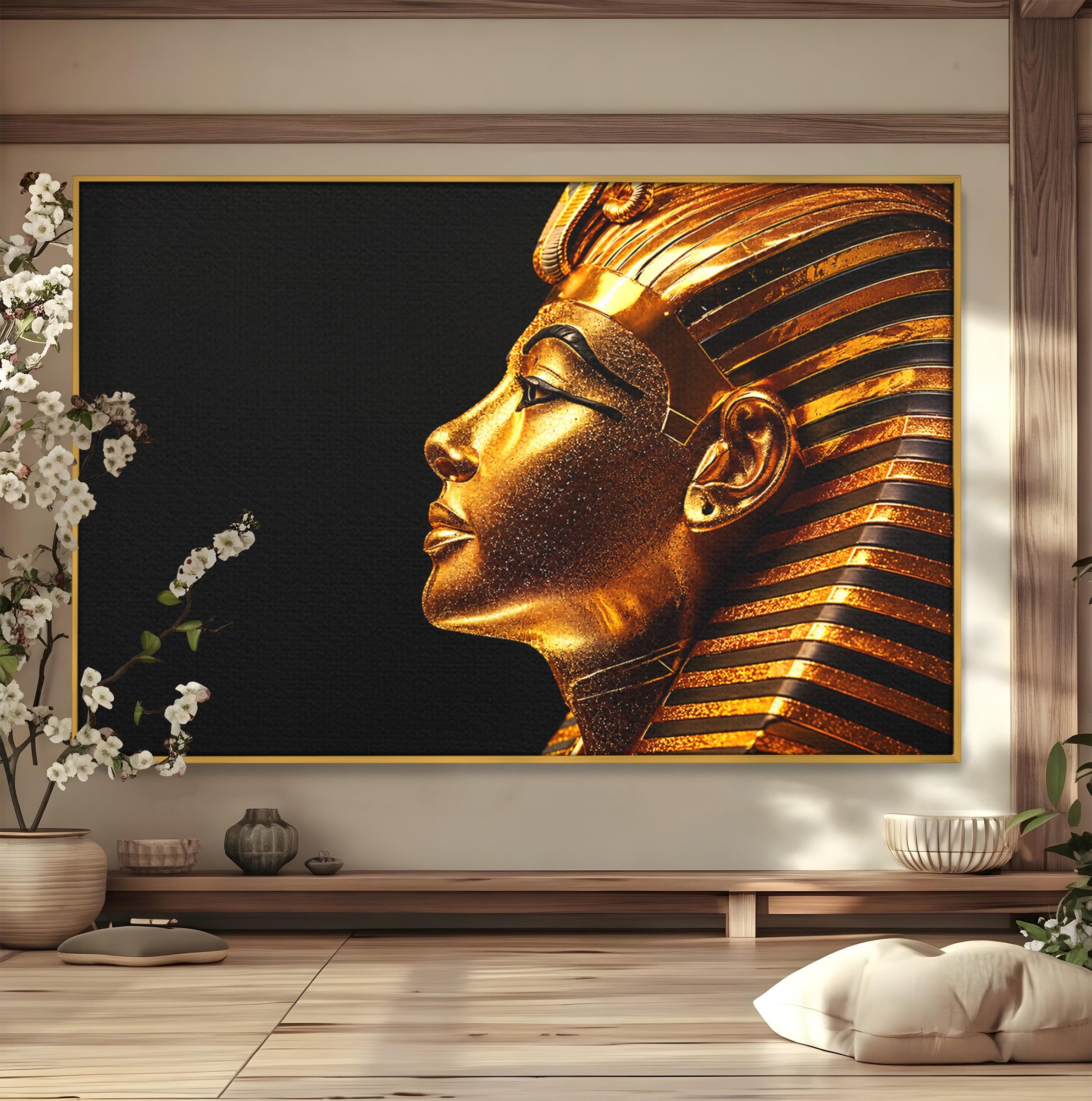 Tablou Canvas Premium LuxCanva® T1037, Faraonul Tutankhamon, Faraon, Egipt, Istorie, Portret, Dormitor, Birou, Culori Vibrante
