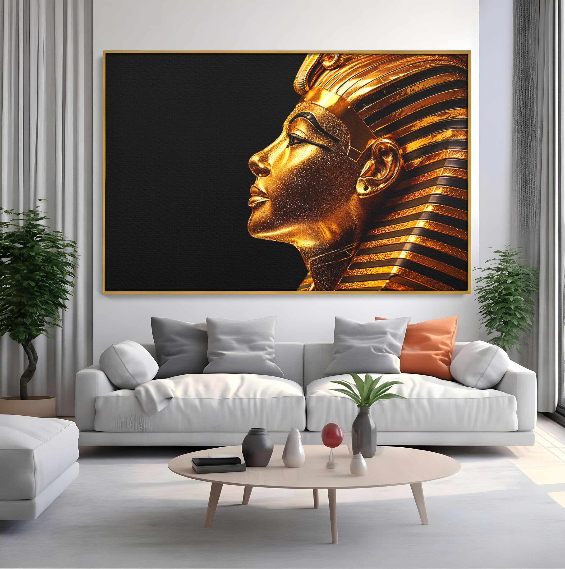 Tablou Canvas Premium LuxCanva® T1037, Faraonul Tutankhamon, Faraon, Egipt, Istorie, Portret, Dormitor, Birou, Culori Vibrante