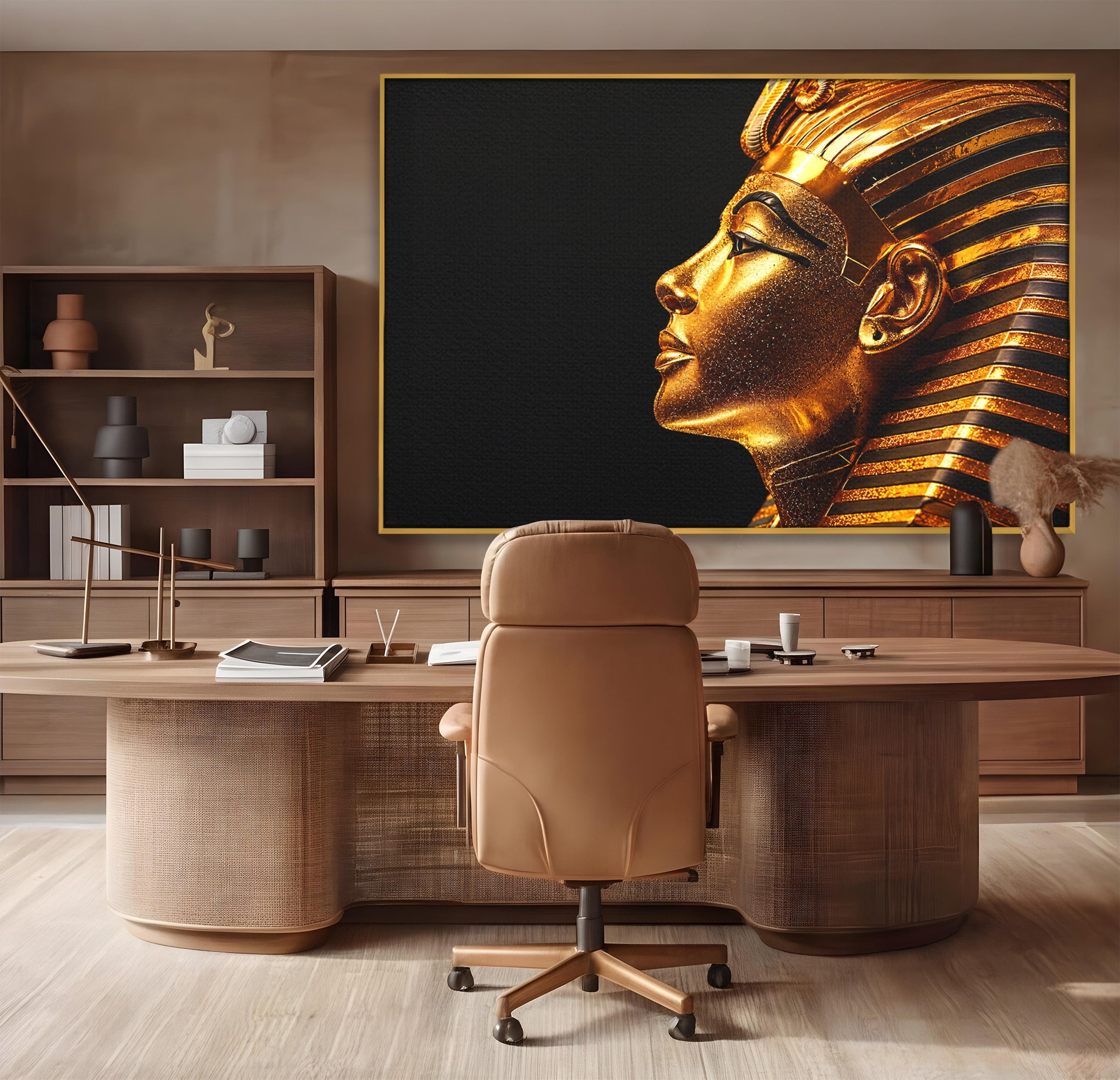 Tablou Canvas Premium LuxCanva® T1037, Faraonul Tutankhamon, Faraon, Egipt, Istorie, Portret, Dormitor, Birou, Culori Vibrante