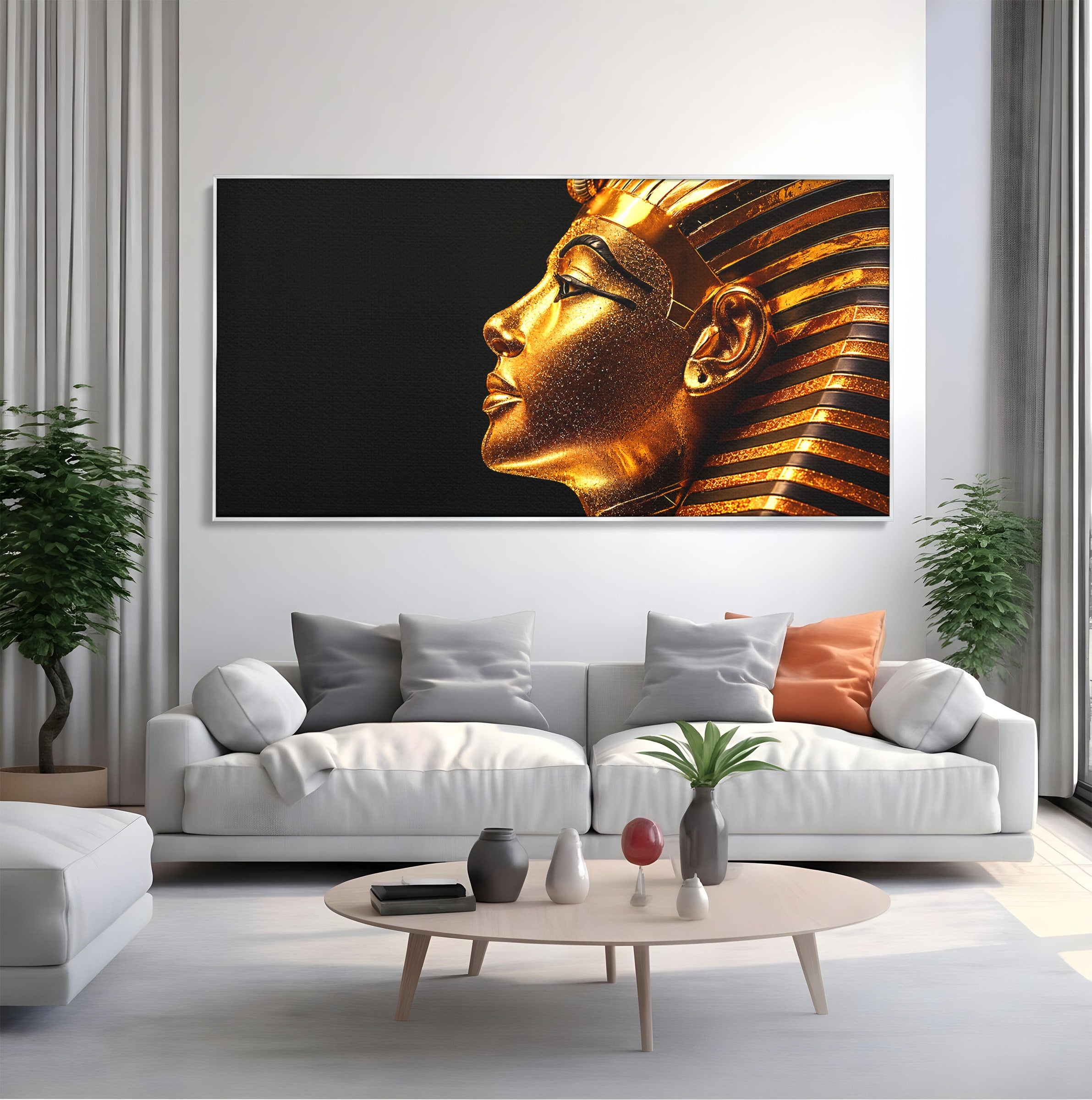 Tablou Canvas Premium LuxCanva® T1037, Faraonul Tutankhamon, Faraon, Egipt, Istorie, Portret, Dormitor, Birou, Culori Vibrante