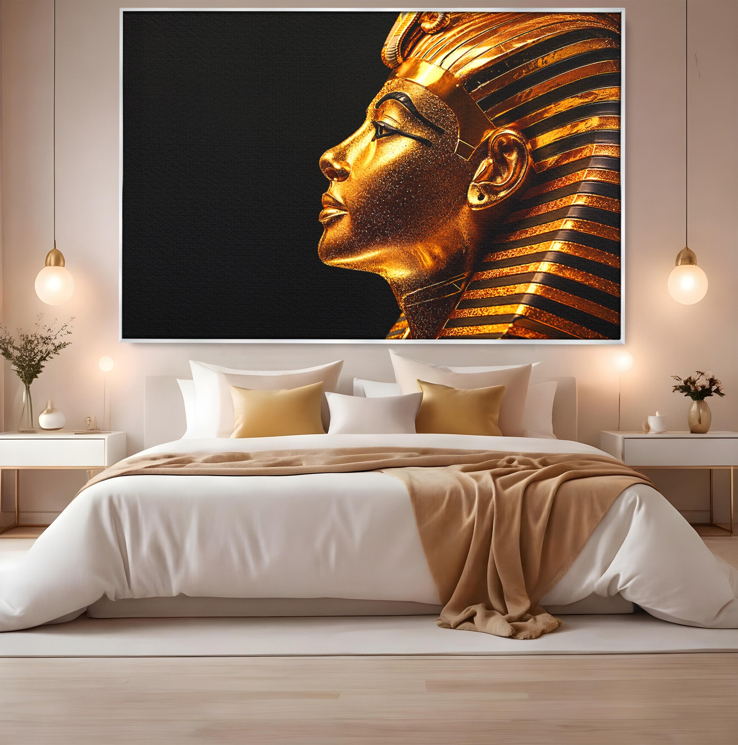 Tablou Canvas Premium LuxCanva® T1037, Faraonul Tutankhamon, Faraon, Egipt, Istorie, Portret, Dormitor, Birou, Culori Vibrante