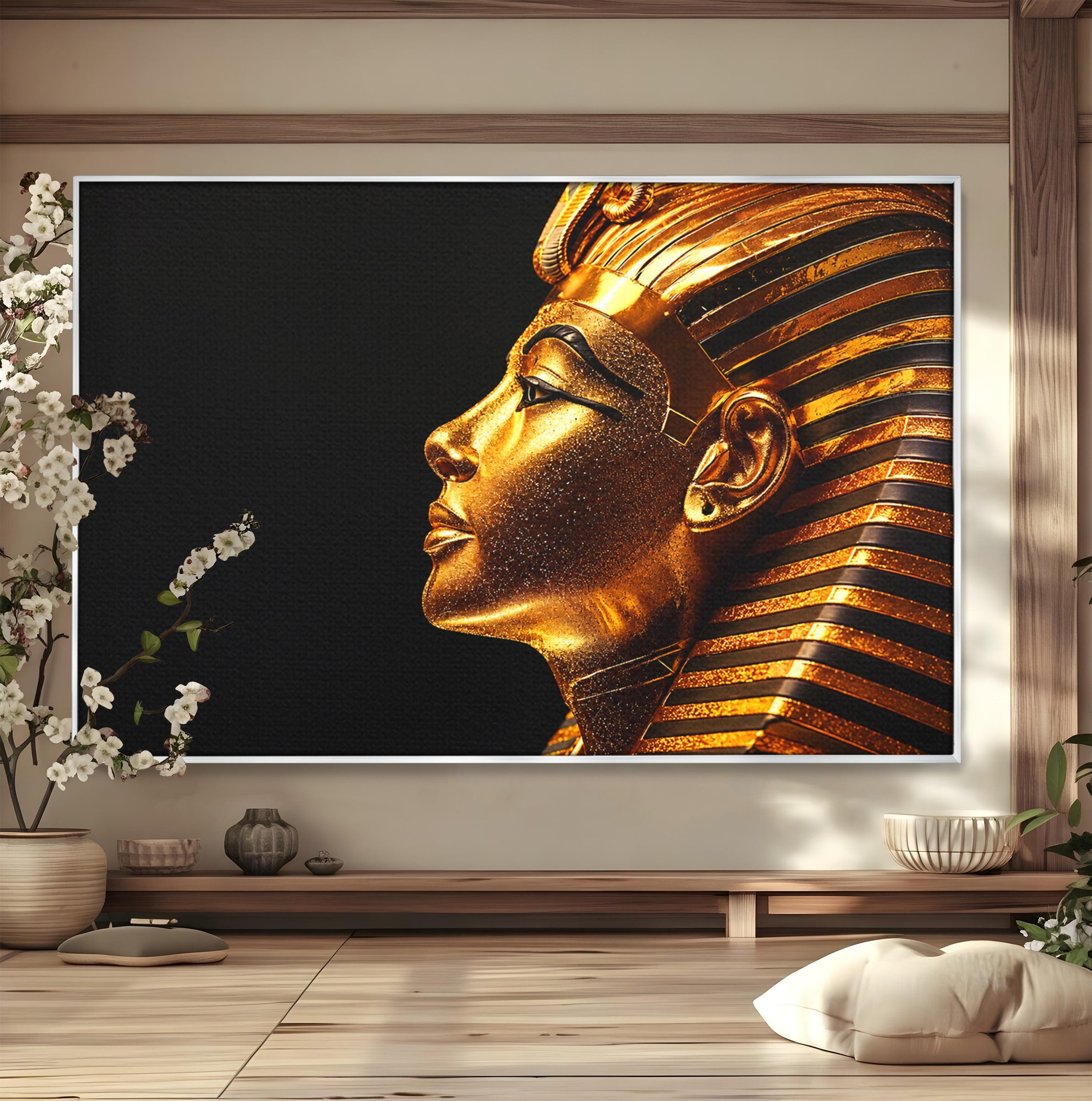 Tablou Canvas Premium LuxCanva® T1037, Faraonul Tutankhamon, Faraon, Egipt, Istorie, Portret, Dormitor, Birou, Culori Vibrante
