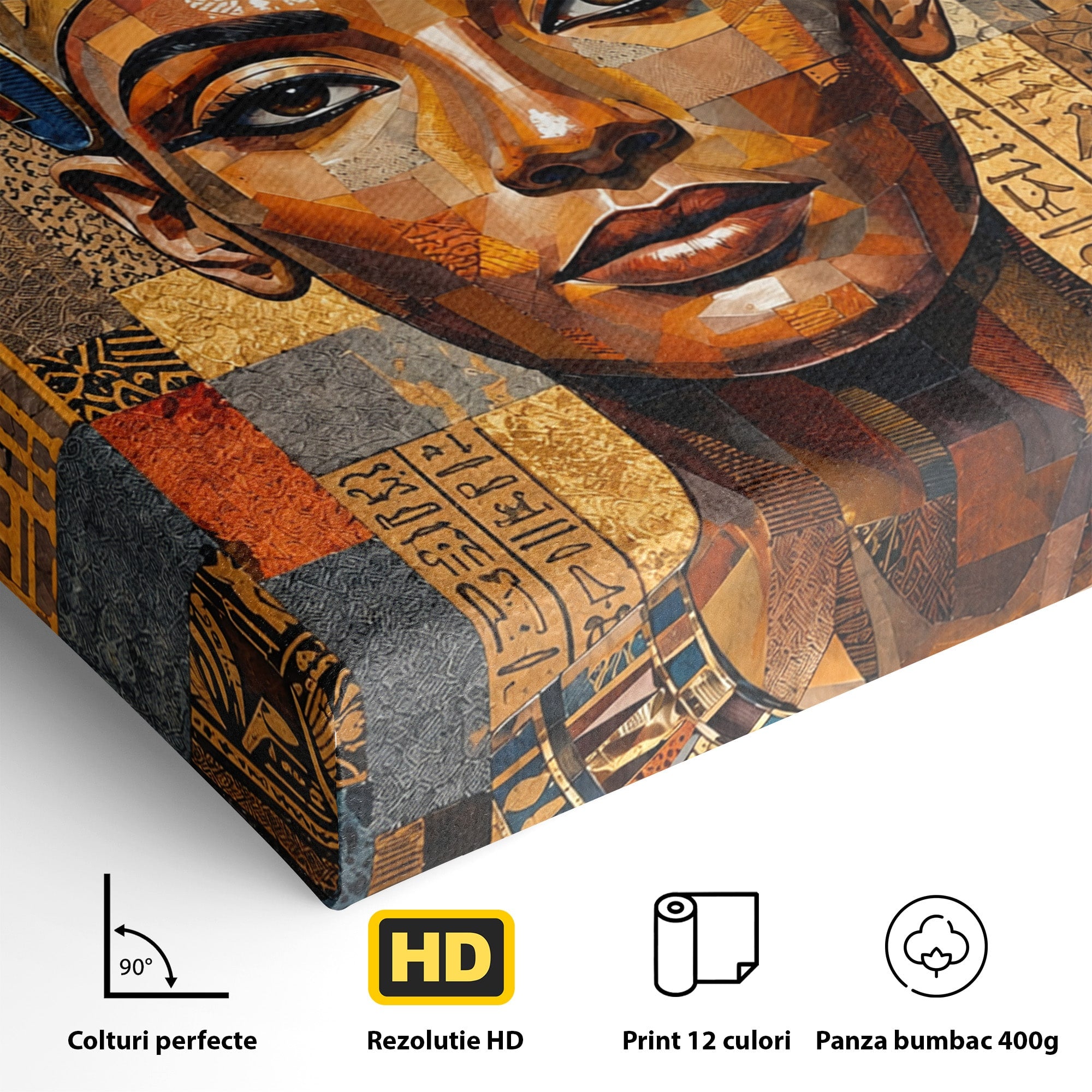 Tablou Canvas Premium LuxCanva® T1038, Regina Nefertiti, Egipt, Portret, Antichitate, Cultura, Dormitor, Culori Vibrante