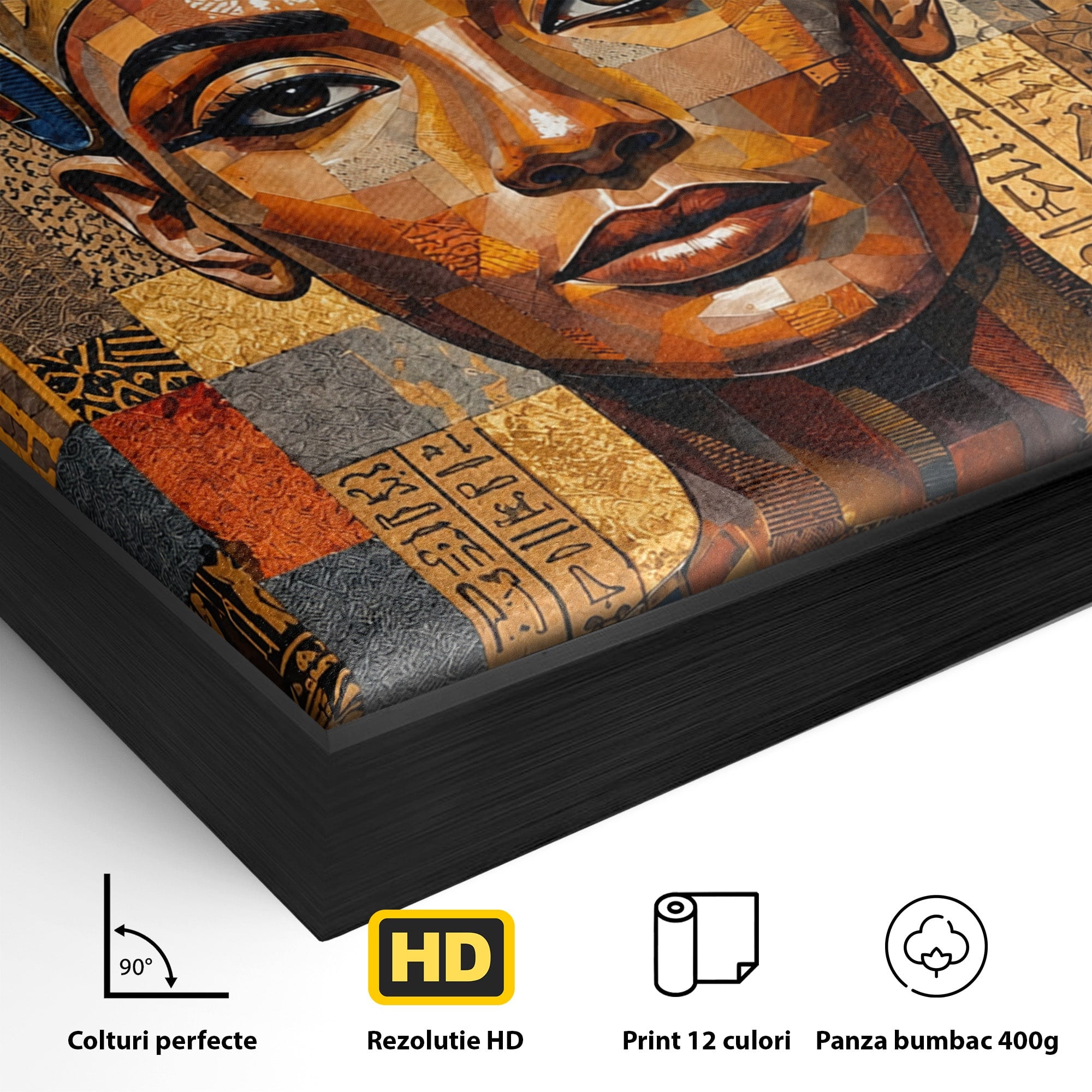 Tablou Canvas Premium LuxCanva® T1038, Regina Nefertiti, Egipt, Portret, Antichitate, Cultura, Dormitor, Culori Vibrante
