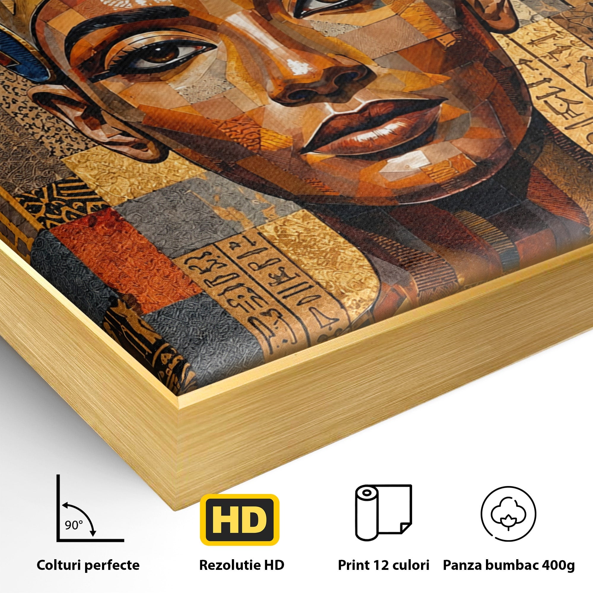 Tablou Canvas Premium LuxCanva® T1038, Regina Nefertiti, Egipt, Portret, Antichitate, Cultura, Dormitor, Culori Vibrante