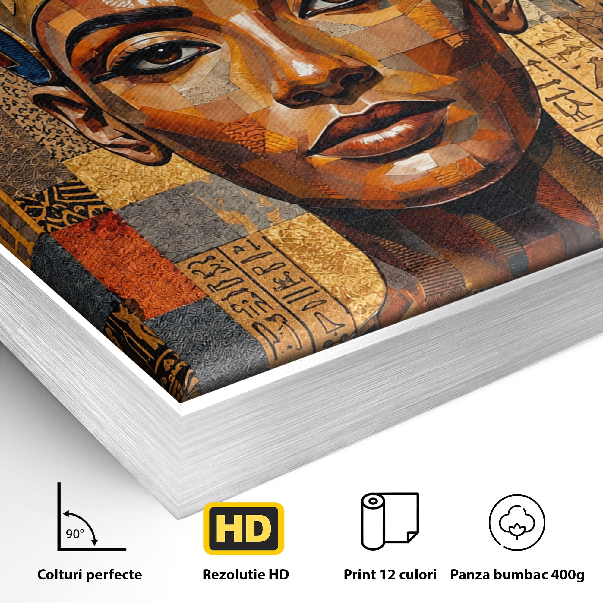 Tablou Canvas Premium LuxCanva® T1038, Regina Nefertiti, Egipt, Portret, Antichitate, Cultura, Dormitor, Culori Vibrante
