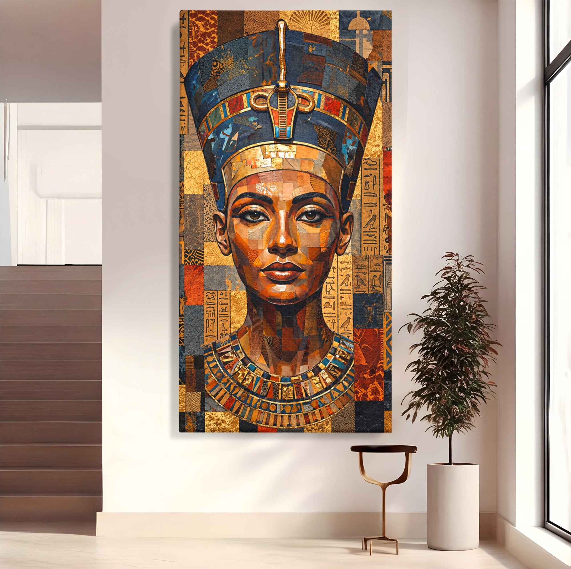 Tablou Canvas Premium LuxCanva® T1038, Regina Nefertiti, Egipt, Portret, Antichitate, Cultura, Dormitor, Culori Vibrante