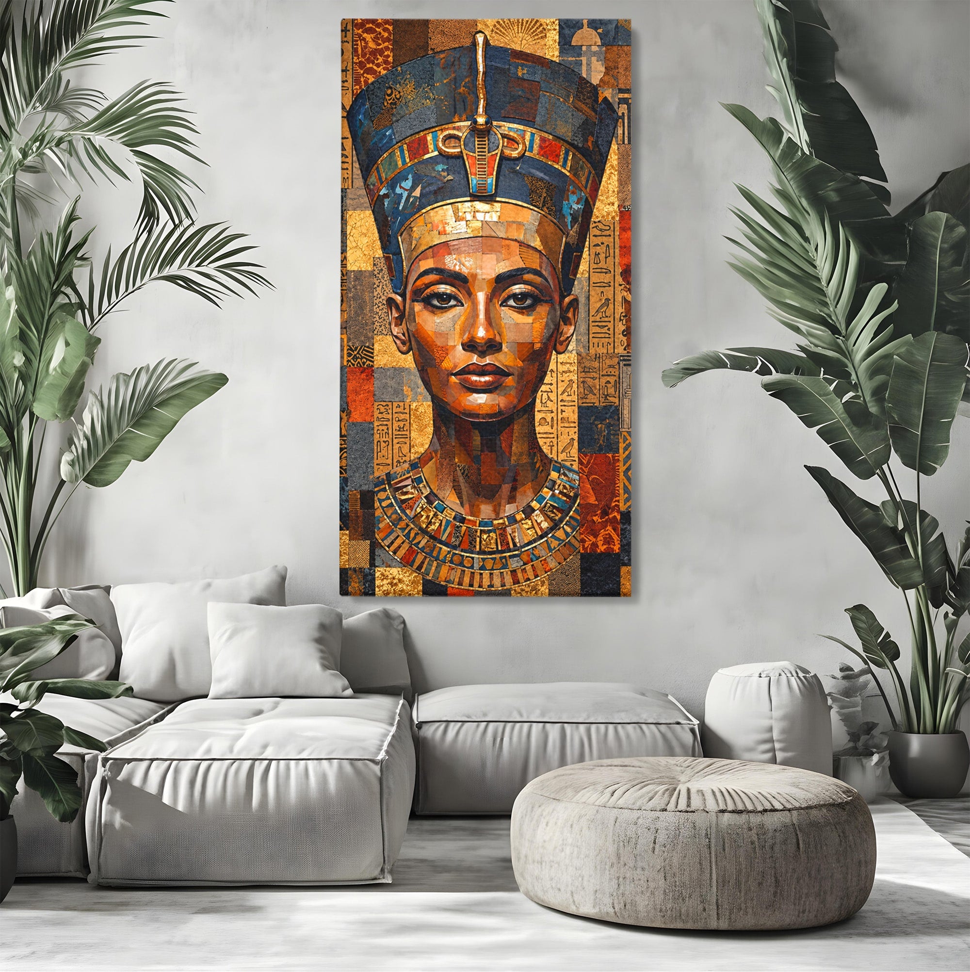 Tablou Canvas Premium LuxCanva® T1038, Regina Nefertiti, Egipt, Portret, Antichitate, Cultura, Dormitor, Culori Vibrante