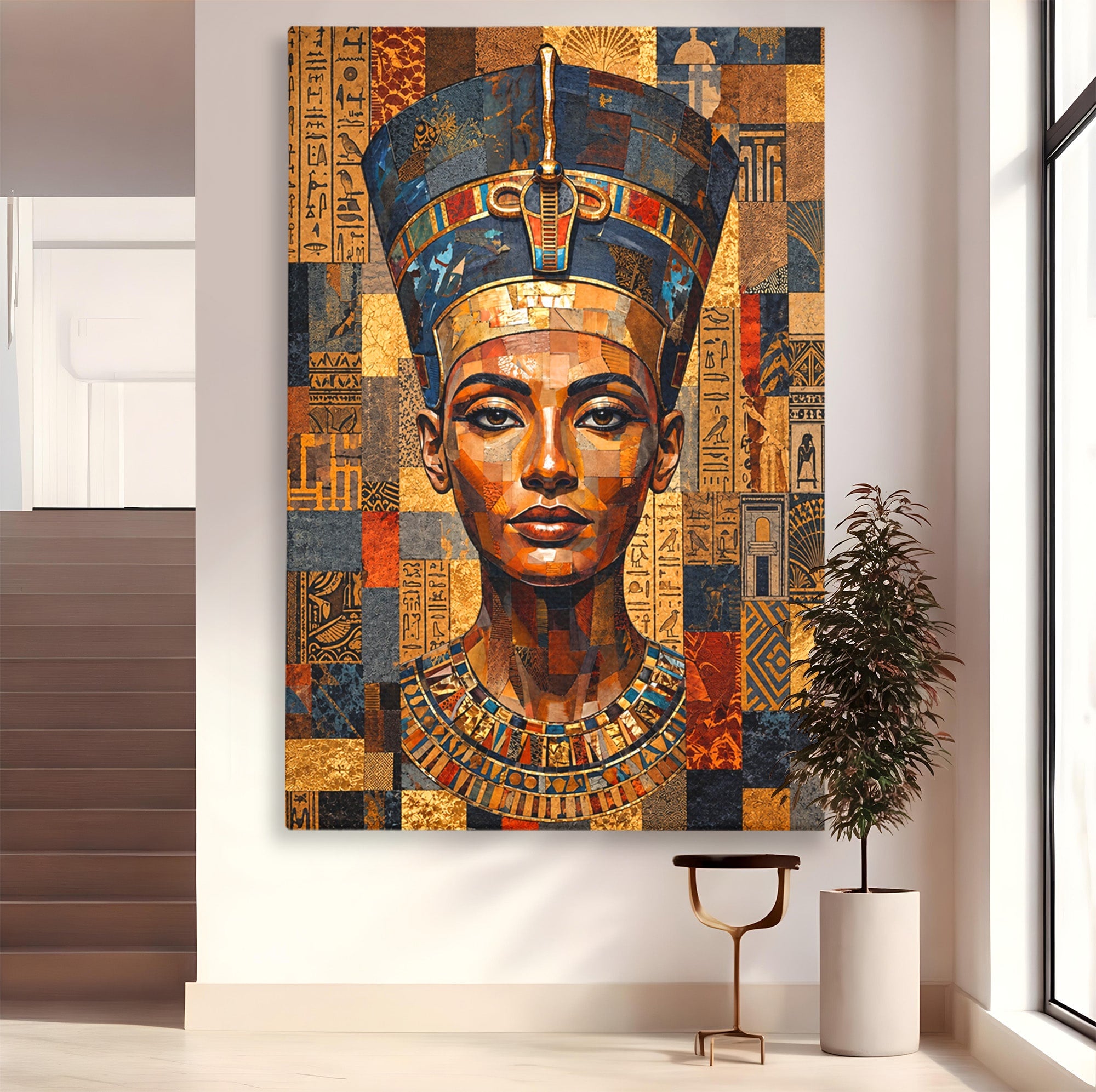 Tablou Canvas Premium LuxCanva® T1038, Regina Nefertiti, Egipt, Portret, Antichitate, Cultura, Dormitor, Culori Vibrante