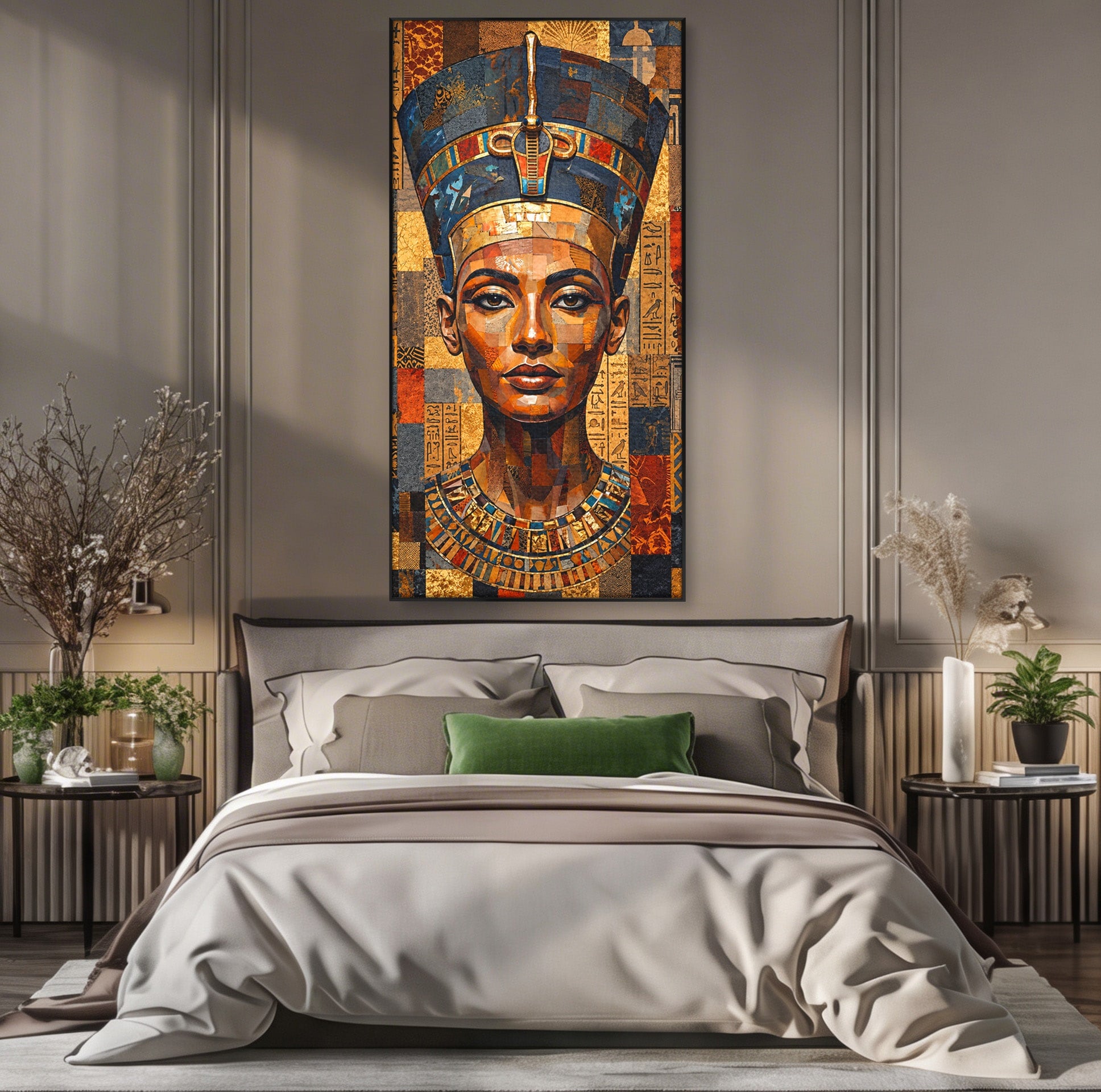 Tablou Canvas Premium LuxCanva® T1038, Regina Nefertiti, Egipt, Portret, Antichitate, Cultura, Dormitor, Culori Vibrante