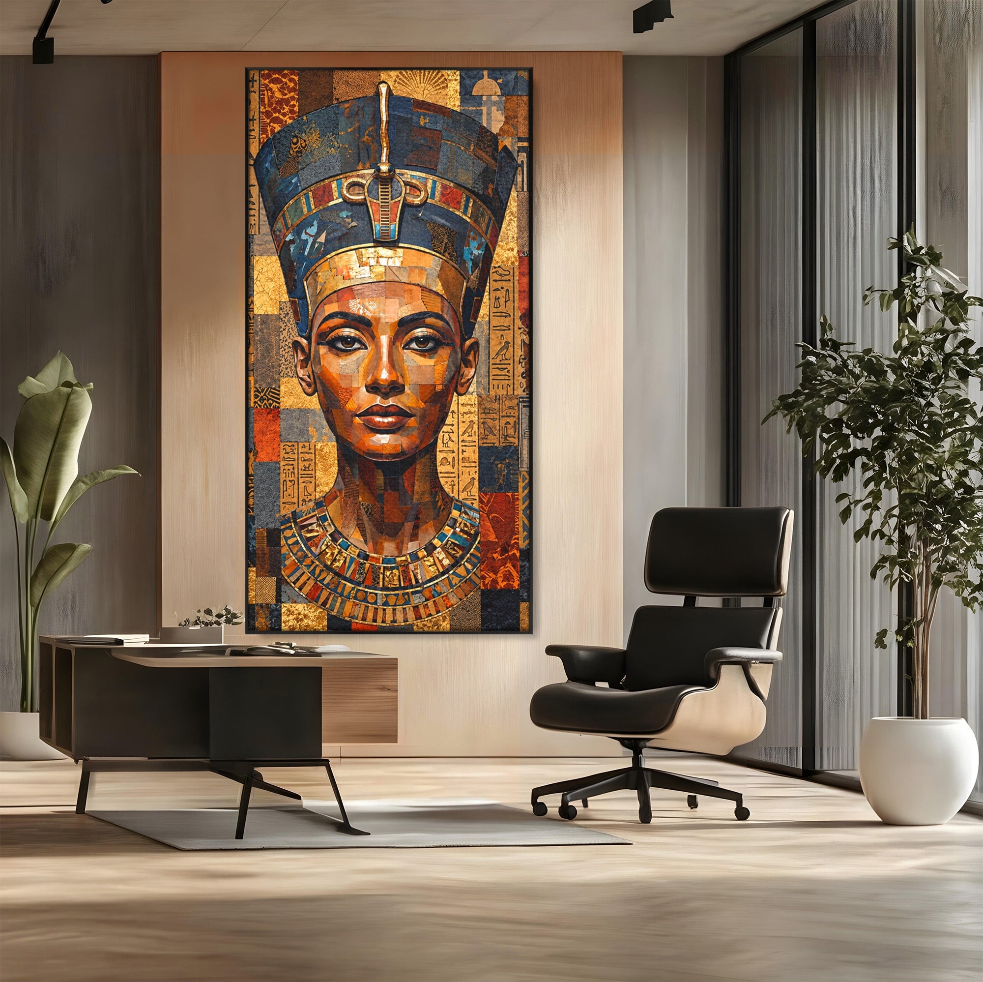 Tablou Canvas Premium LuxCanva® T1038, Regina Nefertiti, Egipt, Portret, Antichitate, Cultura, Dormitor, Culori Vibrante