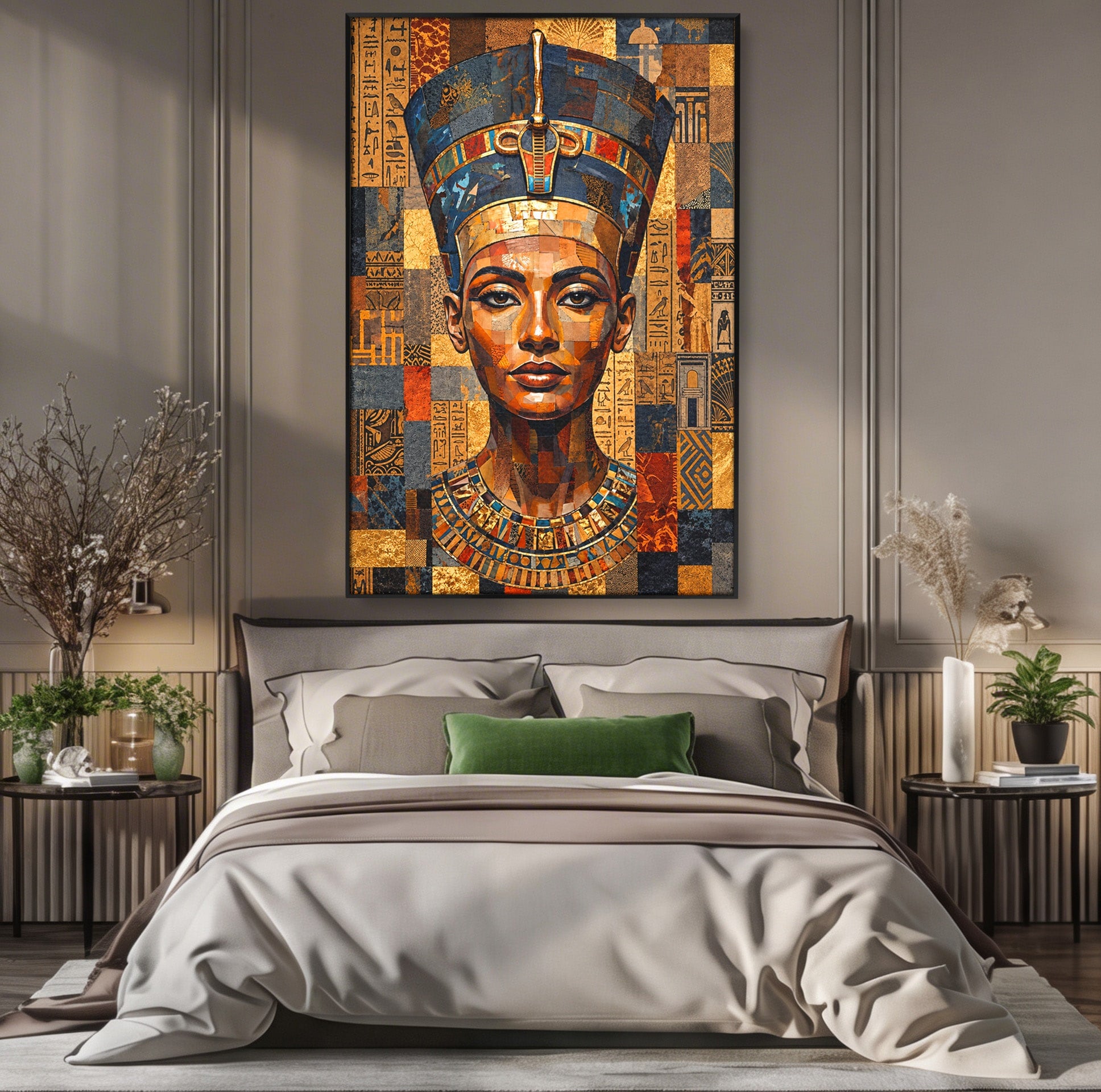 Tablou Canvas Premium LuxCanva® T1038, Regina Nefertiti, Egipt, Portret, Antichitate, Cultura, Dormitor, Culori Vibrante