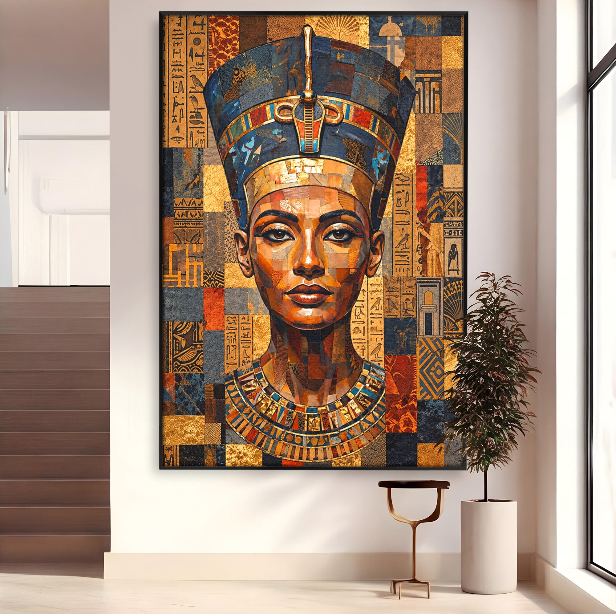 Tablou Canvas Premium LuxCanva® T1038, Regina Nefertiti, Egipt, Portret, Antichitate, Cultura, Dormitor, Culori Vibrante