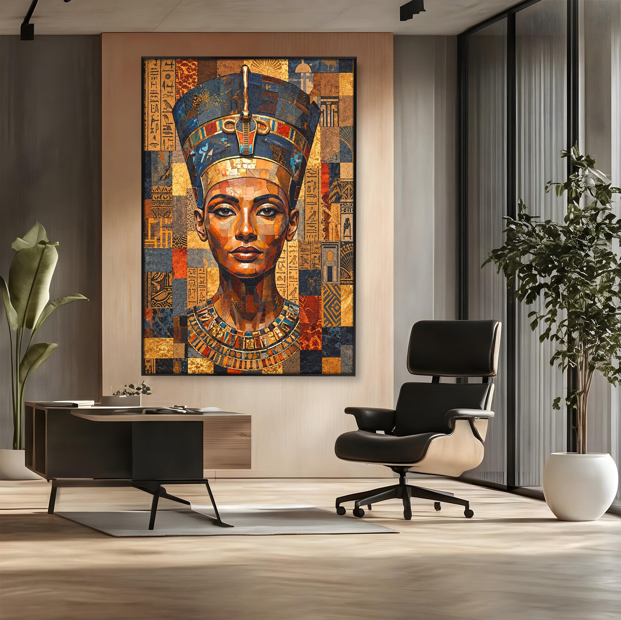 Tablou Canvas Premium LuxCanva® T1038, Regina Nefertiti, Egipt, Portret, Antichitate, Cultura, Dormitor, Culori Vibrante