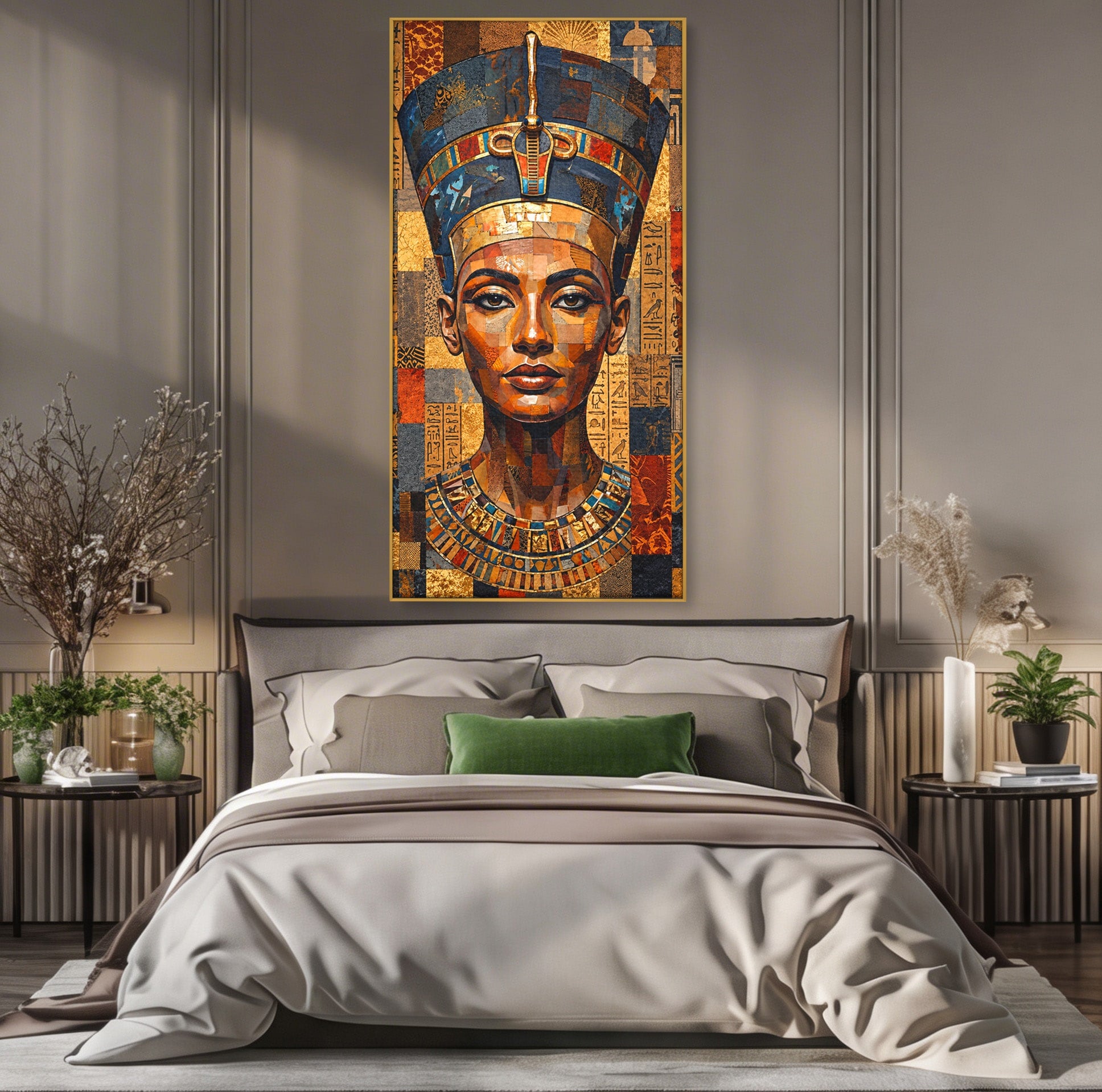 Tablou Canvas Premium LuxCanva® T1038, Regina Nefertiti, Egipt, Portret, Antichitate, Cultura, Dormitor, Culori Vibrante