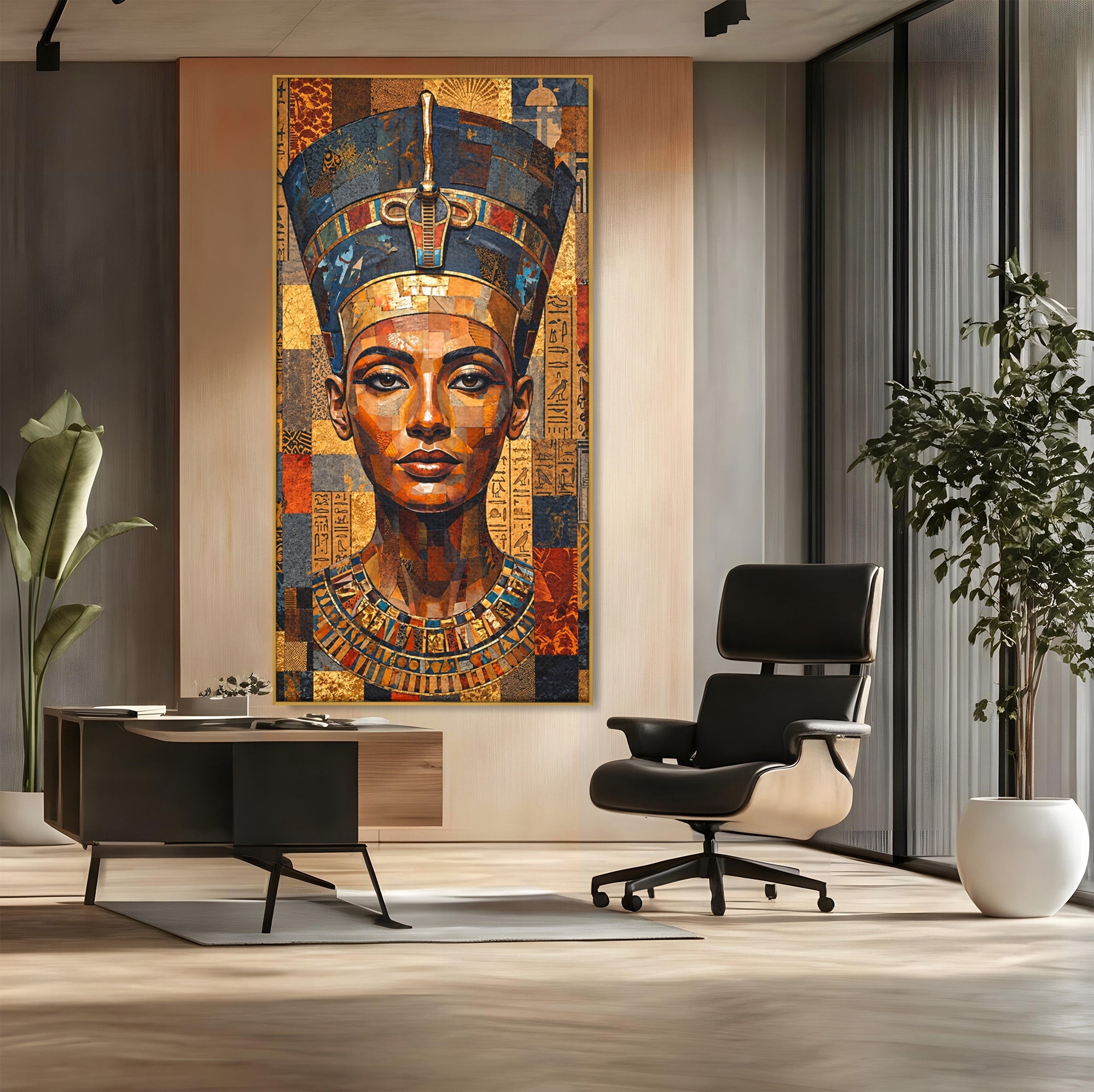 Tablou Canvas Premium LuxCanva® T1038, Regina Nefertiti, Egipt, Portret, Antichitate, Cultura, Dormitor, Culori Vibrante