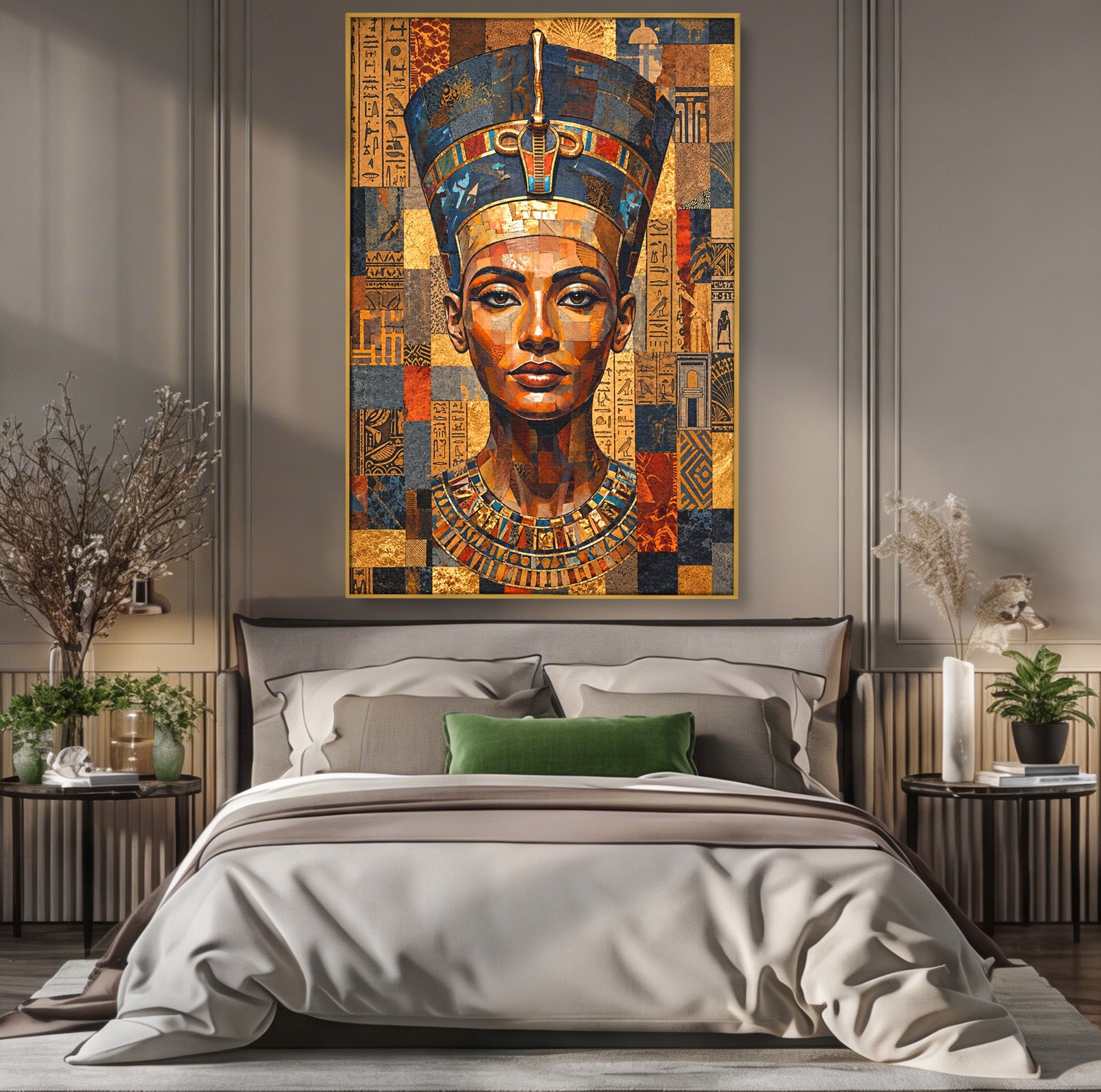 Tablou Canvas Premium LuxCanva® T1038, Regina Nefertiti, Egipt, Portret, Antichitate, Cultura, Dormitor, Culori Vibrante