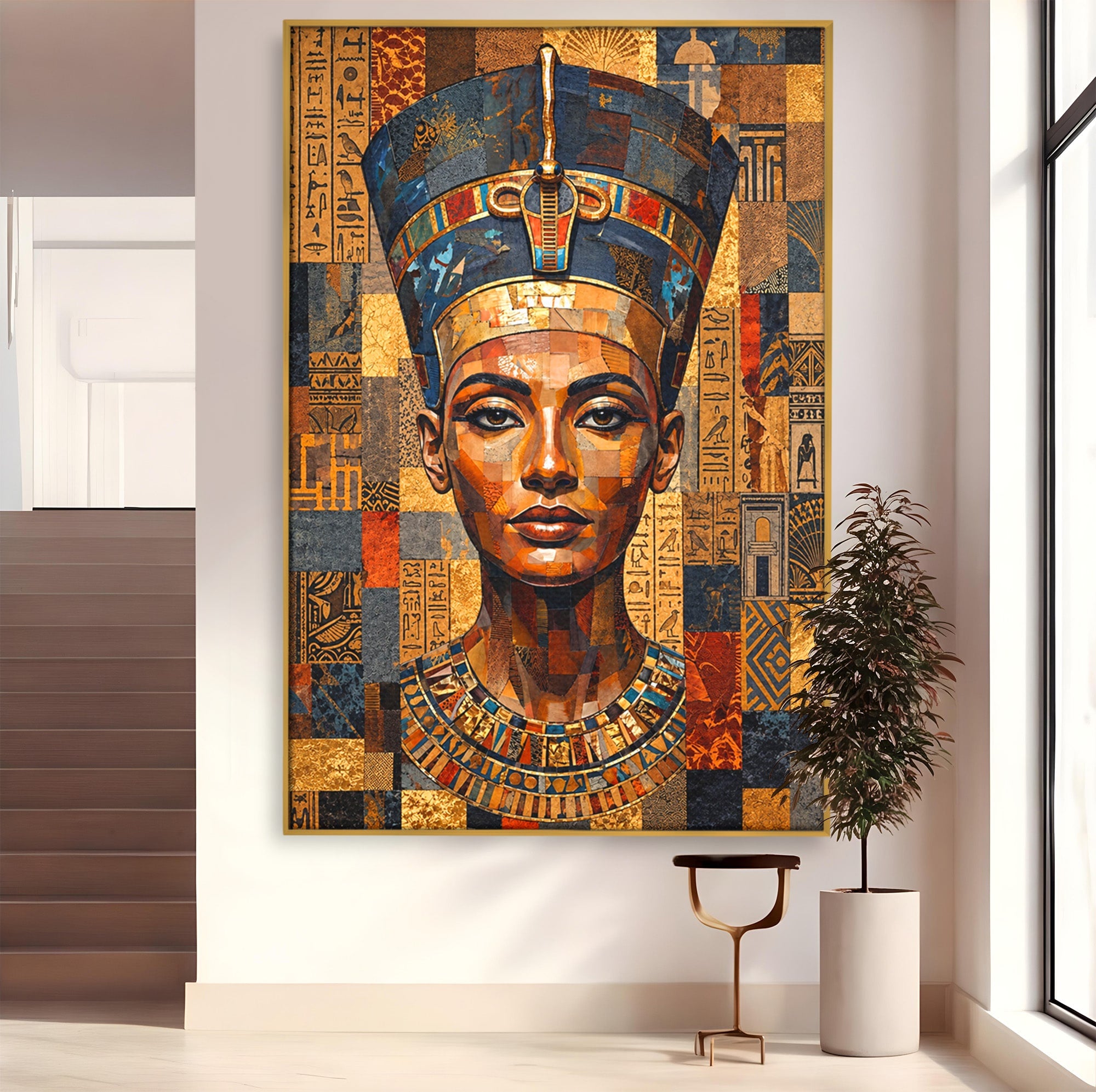 Tablou Canvas Premium LuxCanva® T1038, Regina Nefertiti, Egipt, Portret, Antichitate, Cultura, Dormitor, Culori Vibrante