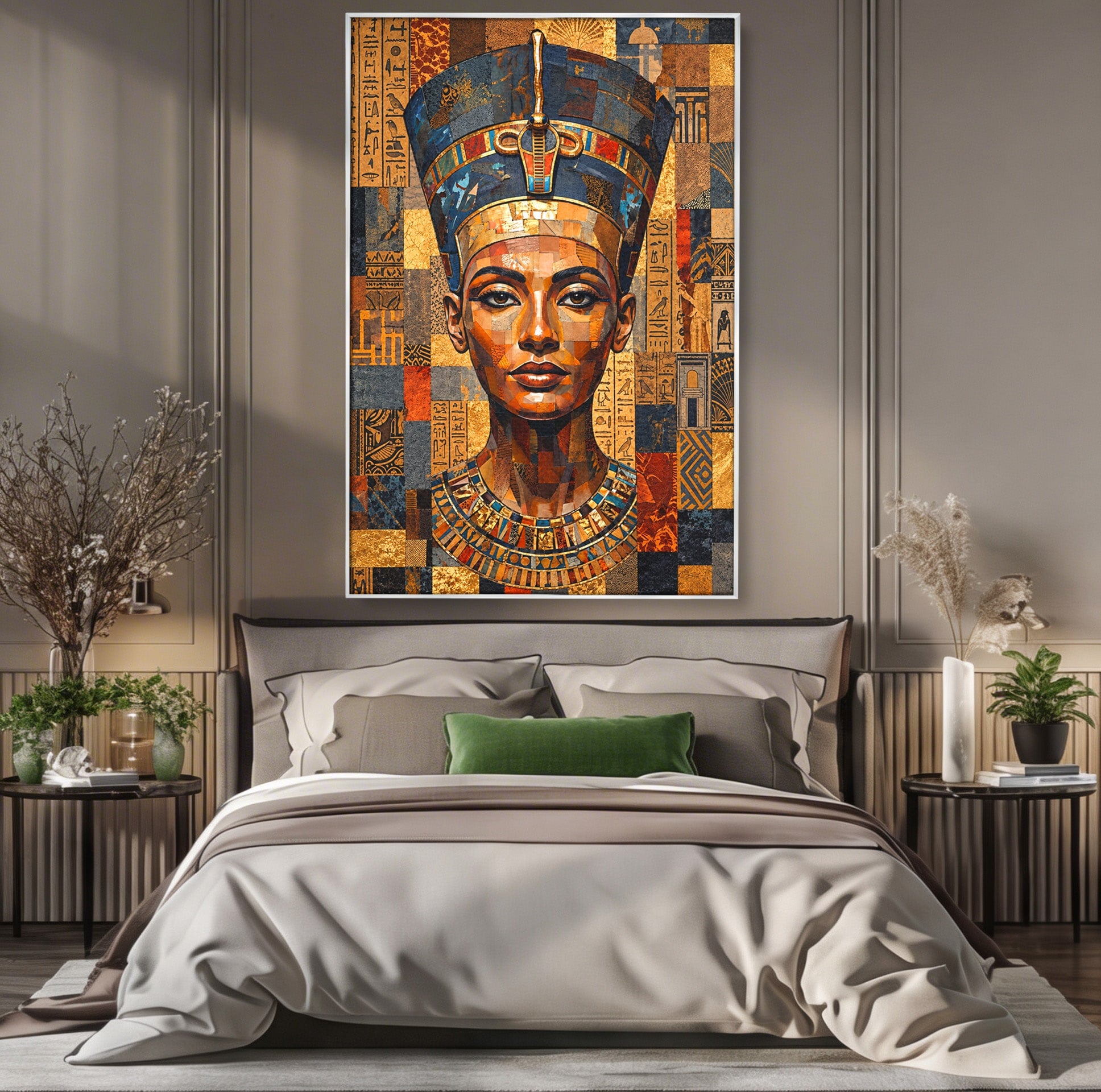Tablou Canvas Premium LuxCanva® T1038, Regina Nefertiti, Egipt, Portret, Antichitate, Cultura, Dormitor, Culori Vibrante