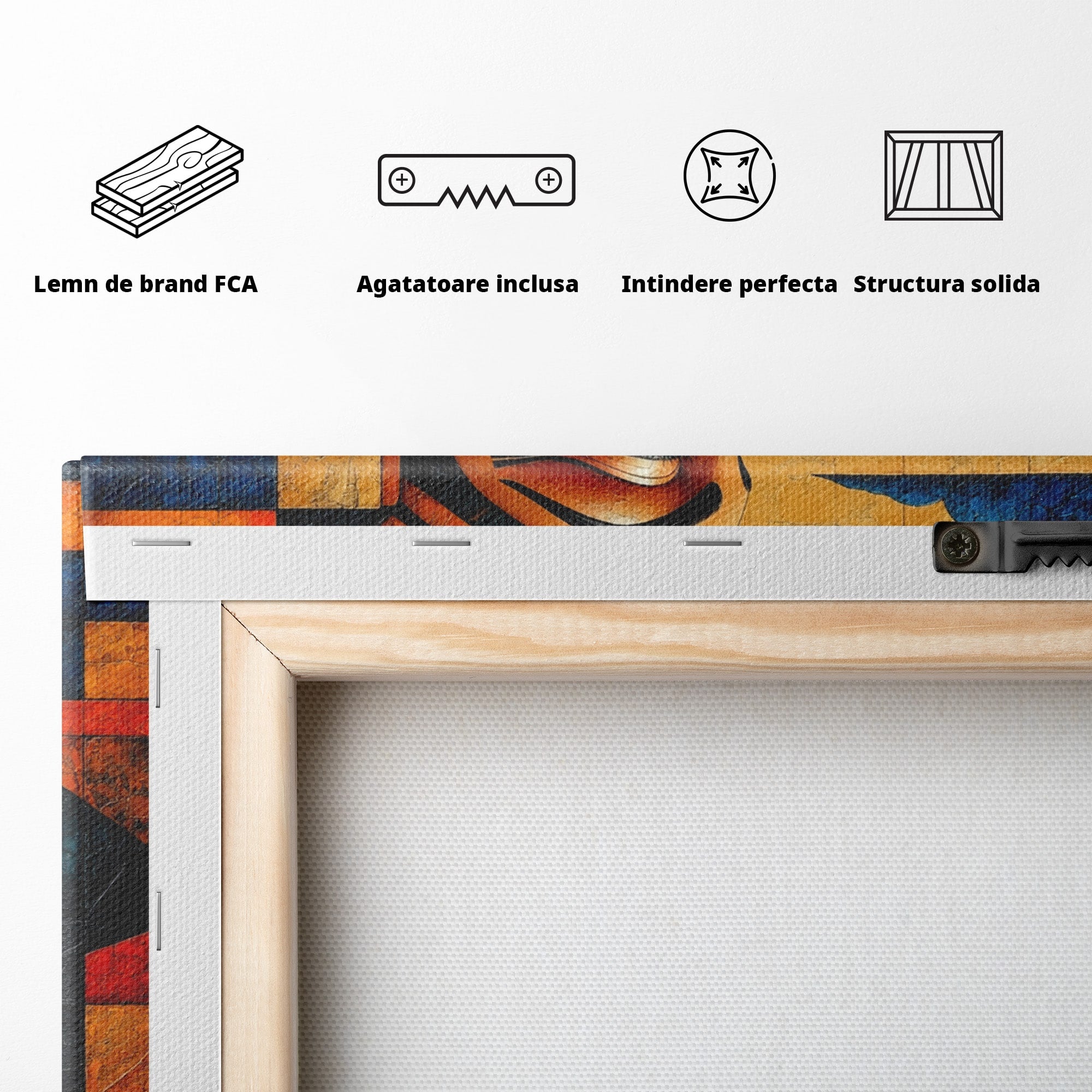 Tablou Canvas Premium LuxCanva® T1039, Regina Egiptului, Egipt, Regina, Piramida, Portret, Living, Culori Vibrante