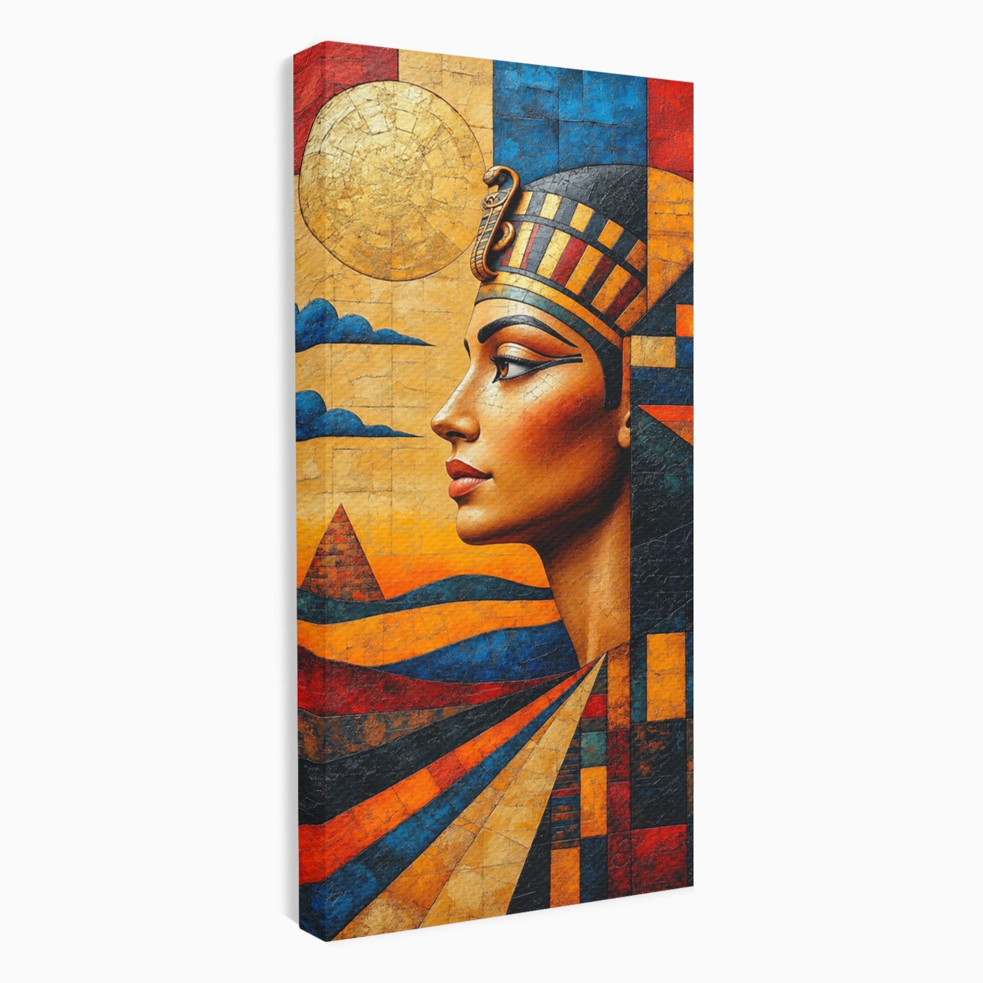 Tablou Canvas Premium LuxCanva® T1039, Regina Egiptului, Egipt, Regina, Piramida, Portret, Living, Culori Vibrante
