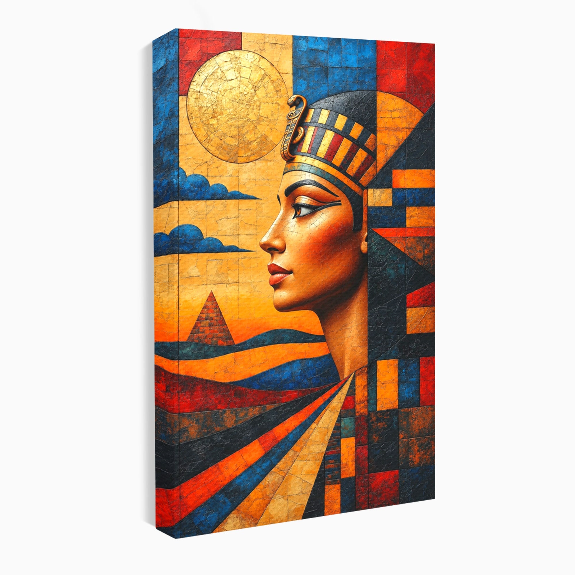 Tablou Canvas Premium LuxCanva® T1039, Regina Egiptului, Egipt, Regina, Piramida, Portret, Living, Culori Vibrante