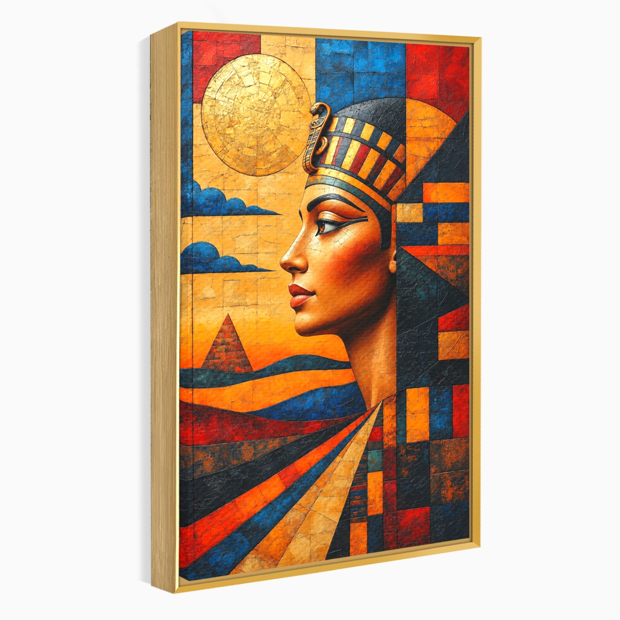 Tablou Canvas Premium LuxCanva® T1039, Regina Egiptului, Egipt, Regina, Piramida, Portret, Living, Culori Vibrante