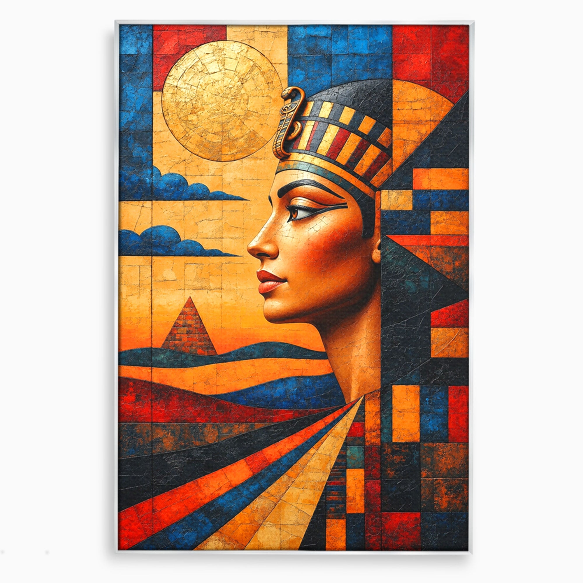 Tablou Canvas Premium LuxCanva® T1039, Regina Egiptului, Egipt, Regina, Piramida, Portret, Living, Culori Vibrante