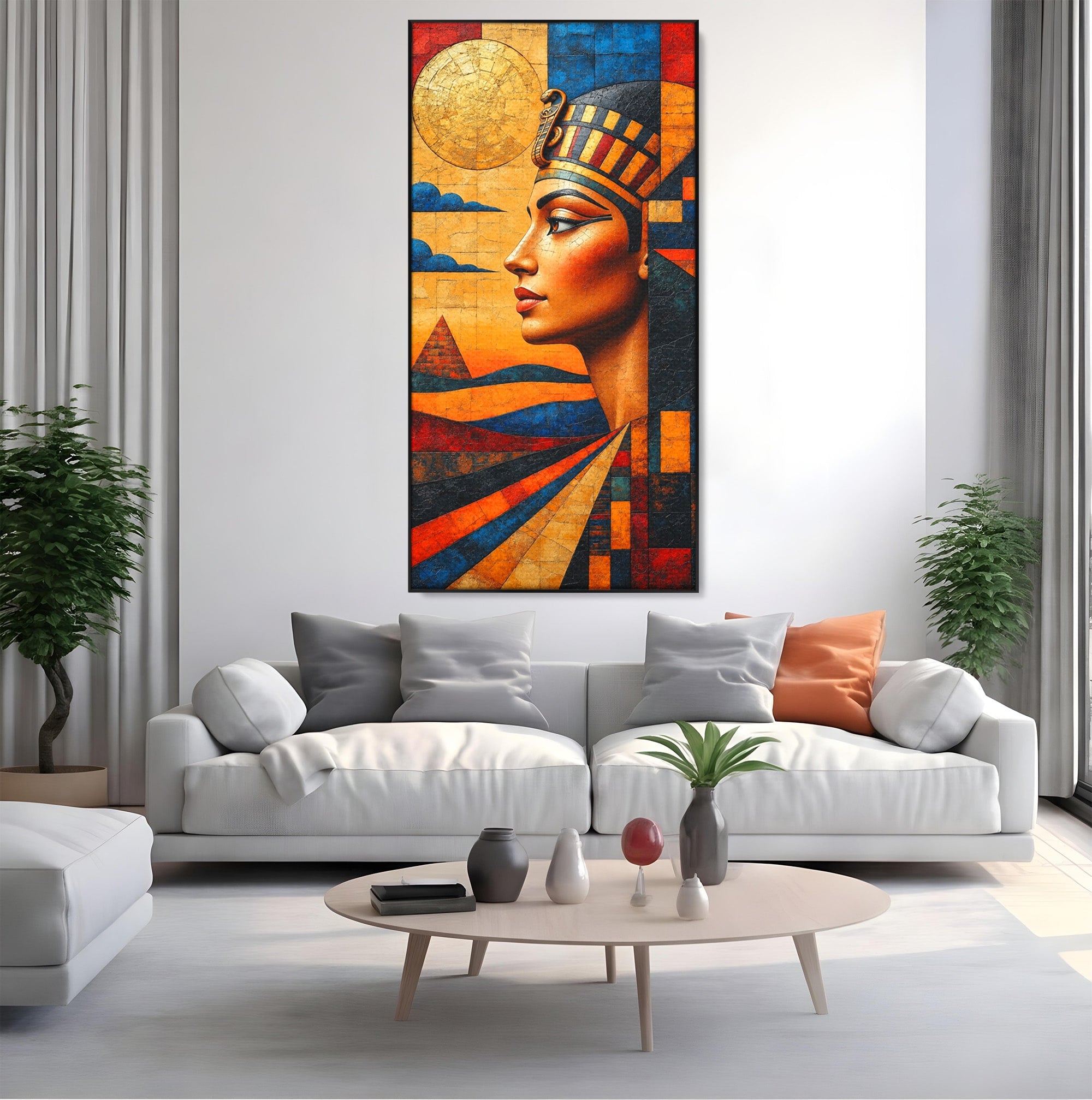 Tablou Canvas Premium LuxCanva® T1039, Regina Egiptului, Egipt, Regina, Piramida, Portret, Living, Culori Vibrante