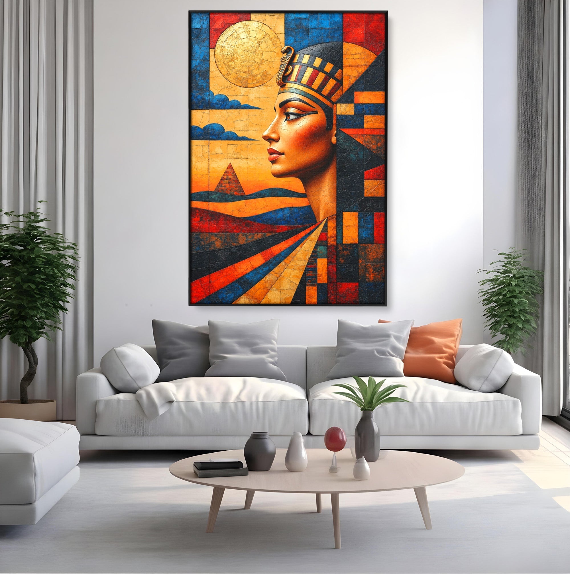 Tablou Canvas Premium LuxCanva® T1039, Regina Egiptului, Egipt, Regina, Piramida, Portret, Living, Culori Vibrante