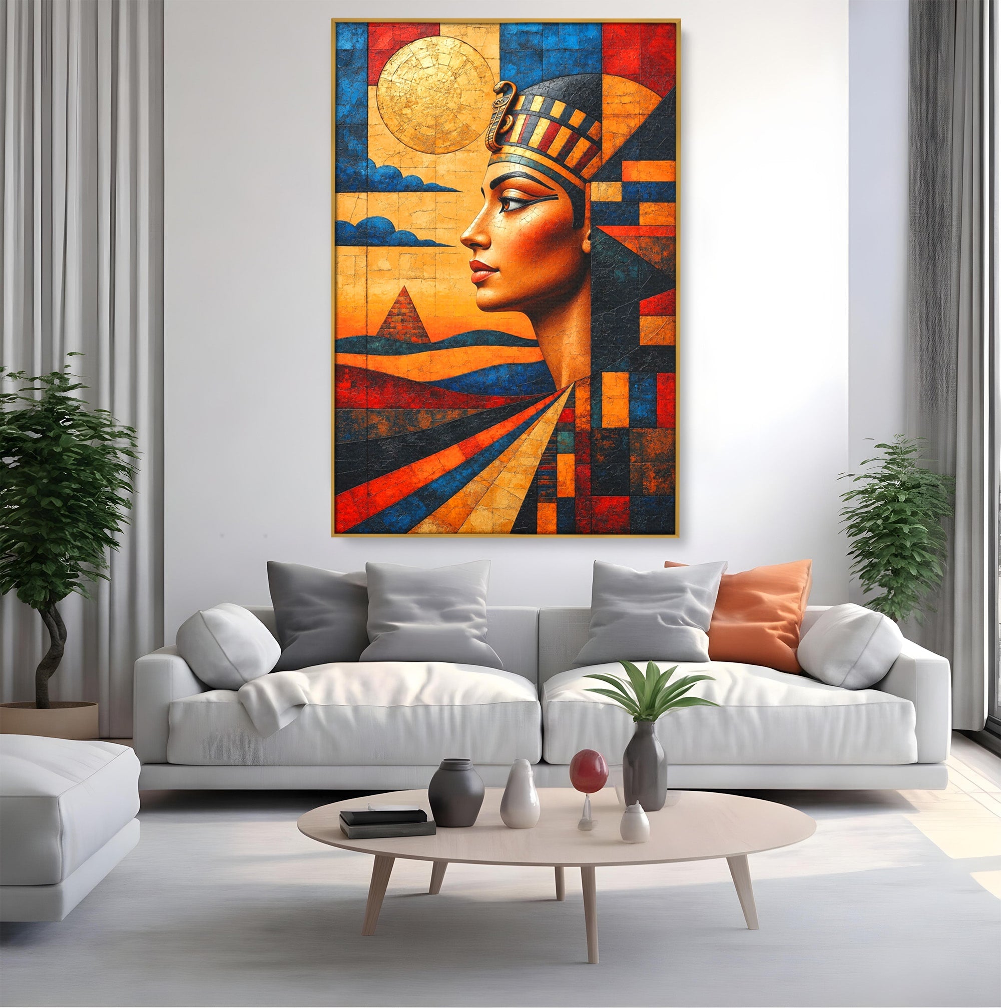 Tablou Canvas Premium LuxCanva® T1039, Regina Egiptului, Egipt, Regina, Piramida, Portret, Living, Culori Vibrante