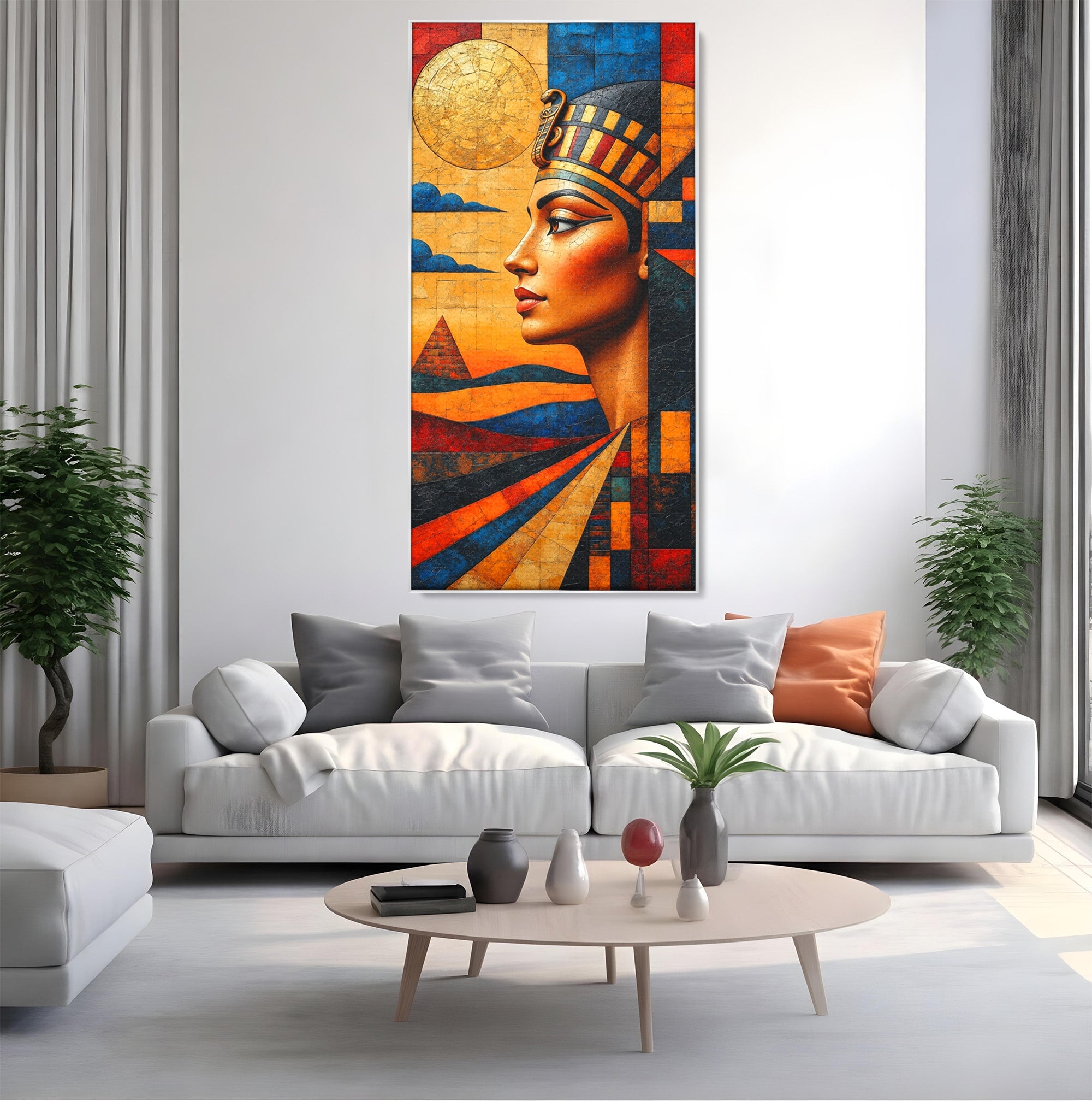 Tablou Canvas Premium LuxCanva® T1039, Regina Egiptului, Egipt, Regina, Piramida, Portret, Living, Culori Vibrante